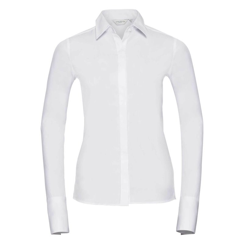 camicia donna luxury strech russell elegante per reception e cameriera colore bianco