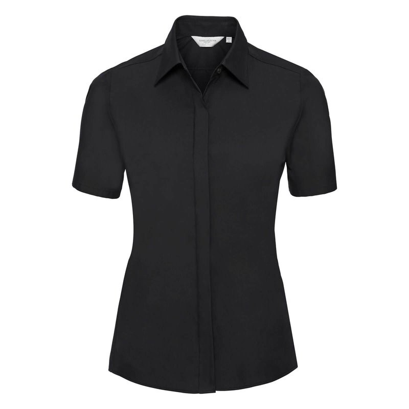 Camicia nera donna maniche corte , stretch