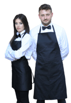 Grembiule Professionale Lungo Nero Con Tasca Multi-divisa: Abbigliamento Cameriere Taglia Unica (Rif. 6418)