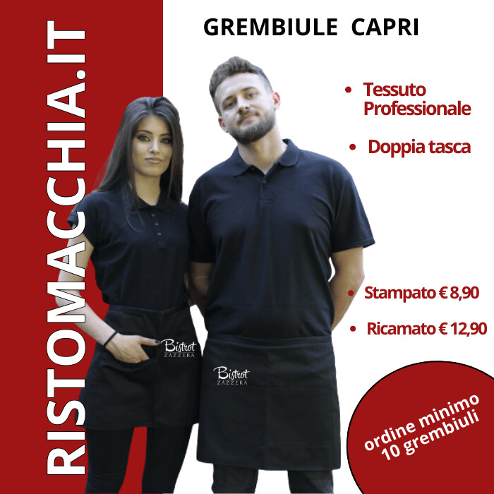 KIT 10 GREMBIULI BAR CORTI CAPRI PERSONALIZZATI