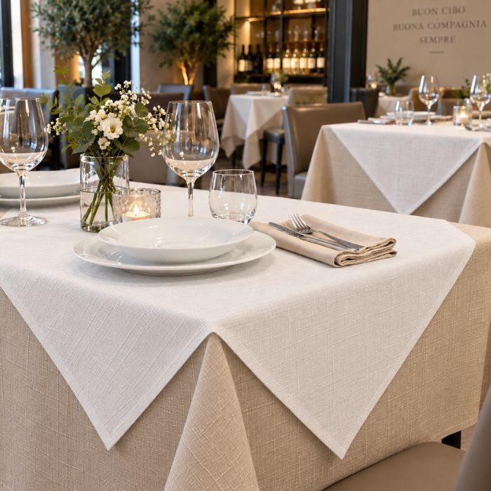 Coprimacchia per Ristorante 100% poliestere - Easy no stiro Idrorepellente Coprimacchia per Ristorante 100% poliestere - Easy no stiro Idrorepellente bianco
