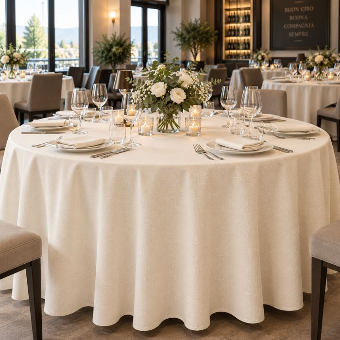 Tovaglia rotonda per Ristorante 100% poliestere - Easy no stiro Idrorepellente Tovaglia rotonda per Ristorante 100% poliestere - Easy no stiro Idrorepellente