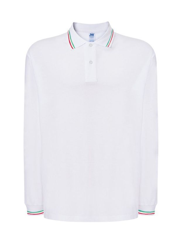 POLO TRICOLORE MANICA LUNGA BIANCO