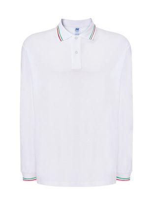 POLO TRICOLORE MANICA LUNGA BIANCO