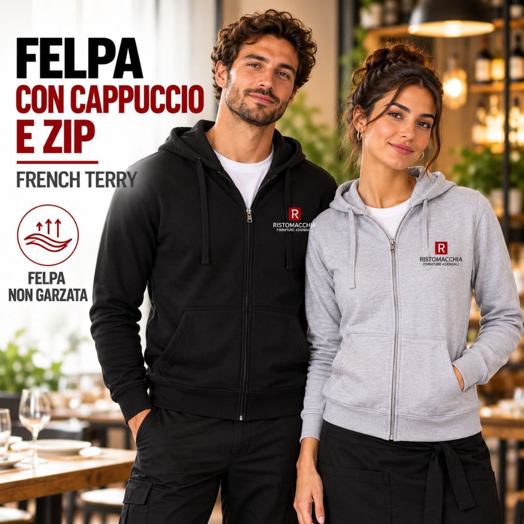 FELPA  UOMO/DONNA ZIP E CAPPUCCIO LEGGERA