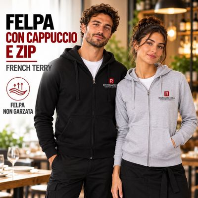 FELPA UOMO/DONNA ZIP E CAPPUCCIO LEGGERA FELPA UOMO/DONNA ZIP E CAPPUCCIO LEGGERA
