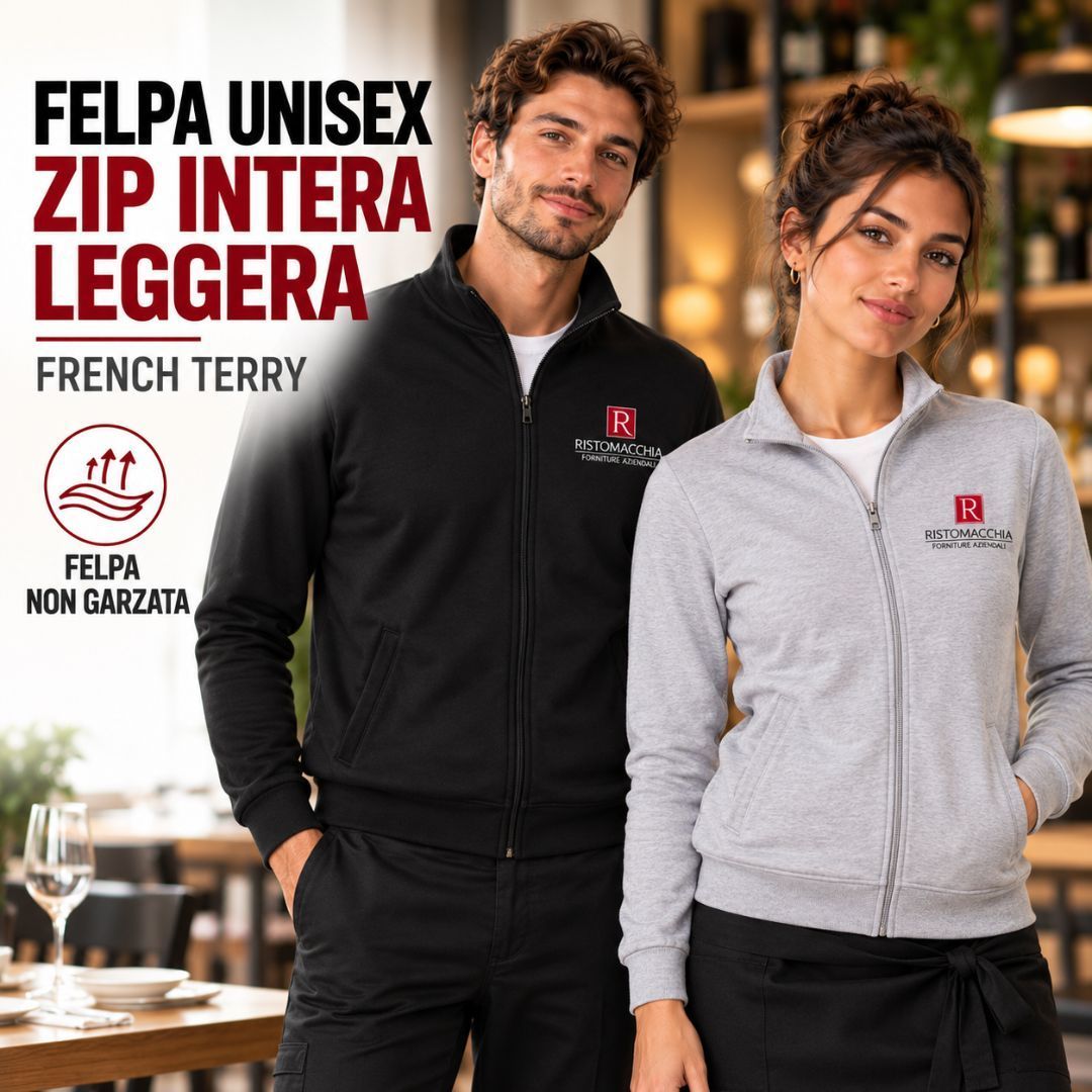 Felpa Unisex Zip Intera Leggera
