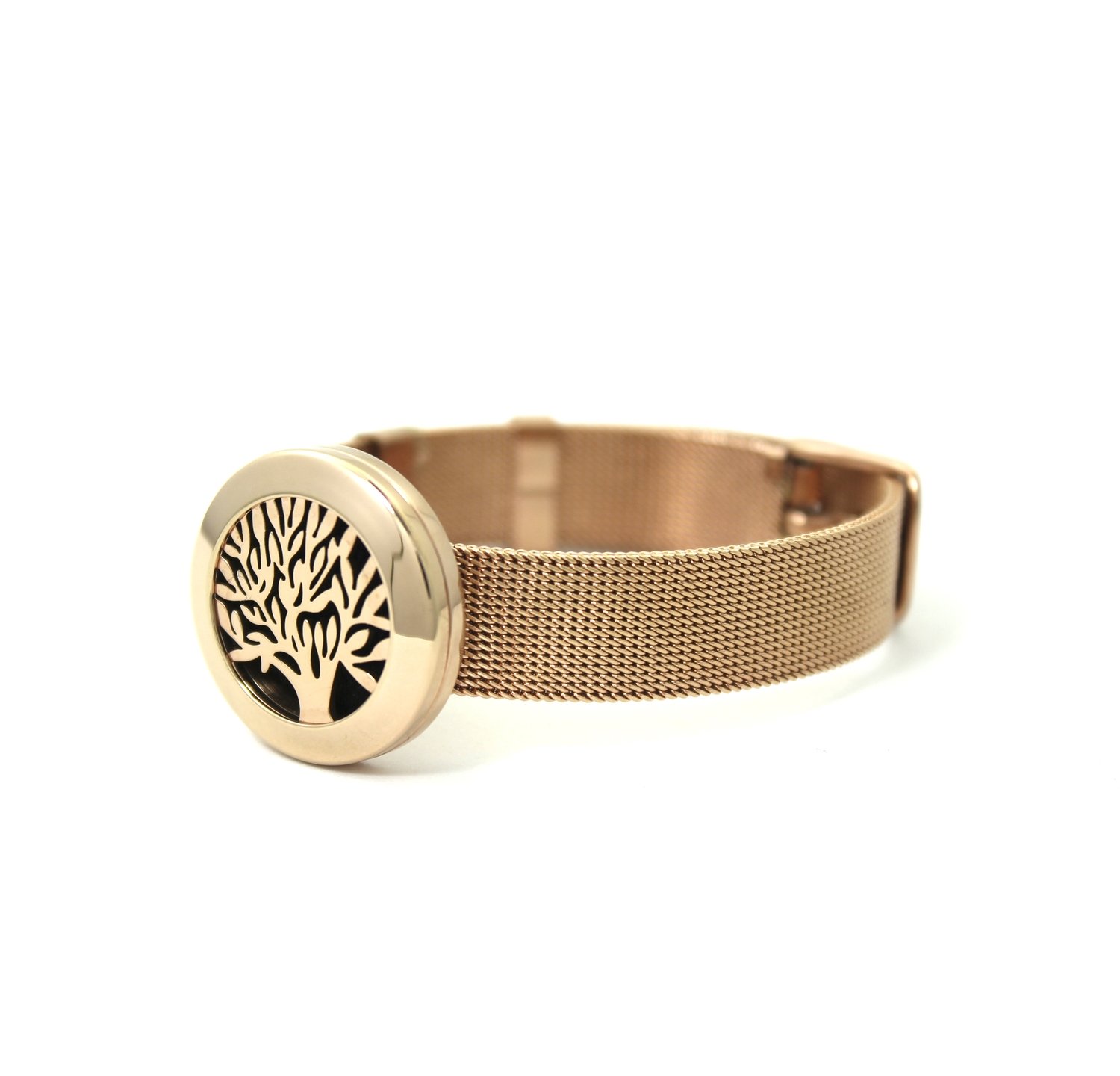 Tree of Life Locket Bracelet w/Stainless Steel Band - Interchangeable
