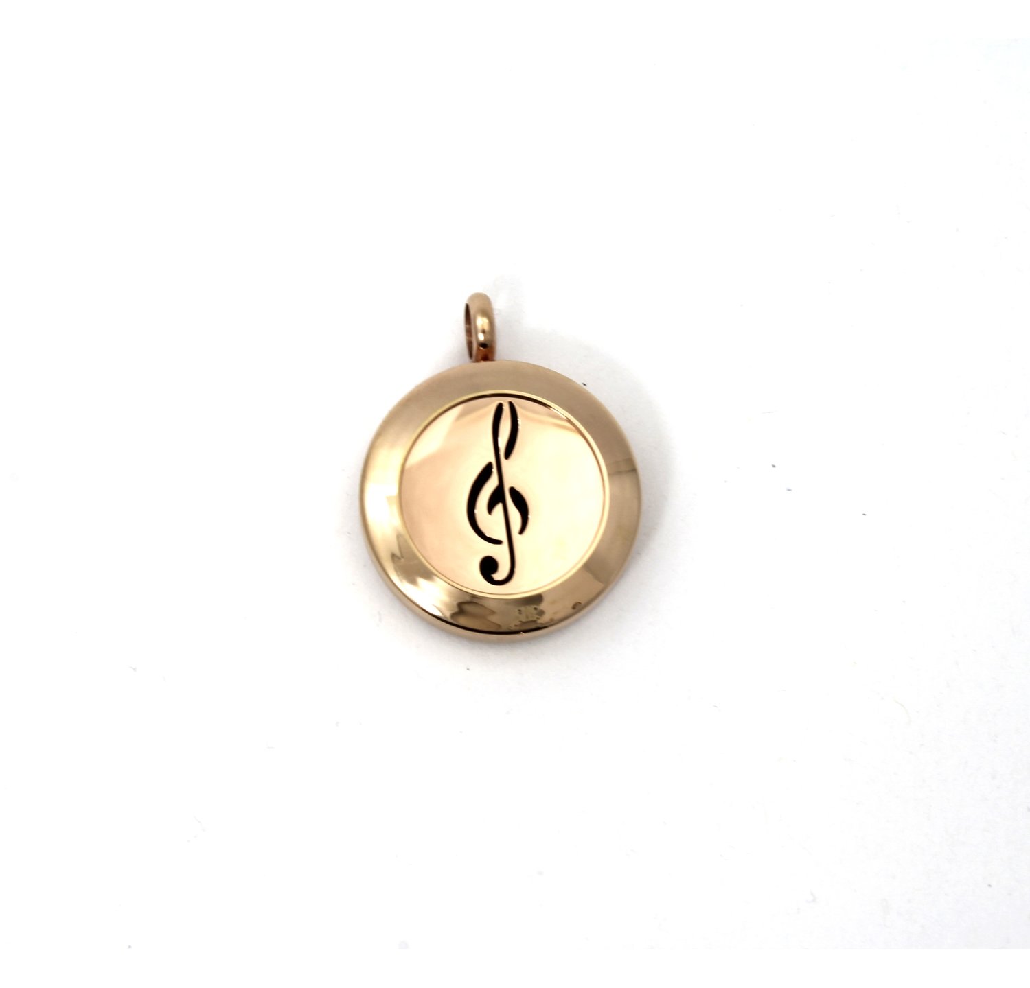 Treble Clef Twist Locket Necklace in Rose Gold over Stainless Steel- *Interchangeable*