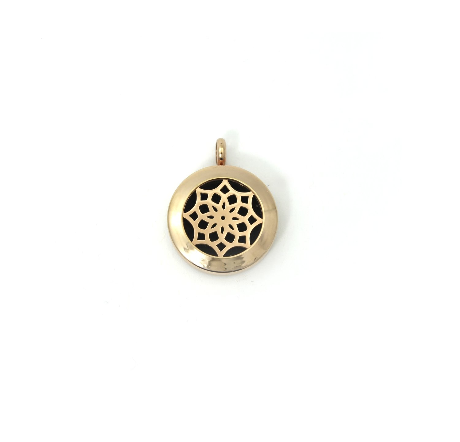 Mandala Twist Locket Necklace in Rose Gold over Stainless Steel- *Interchangeable*