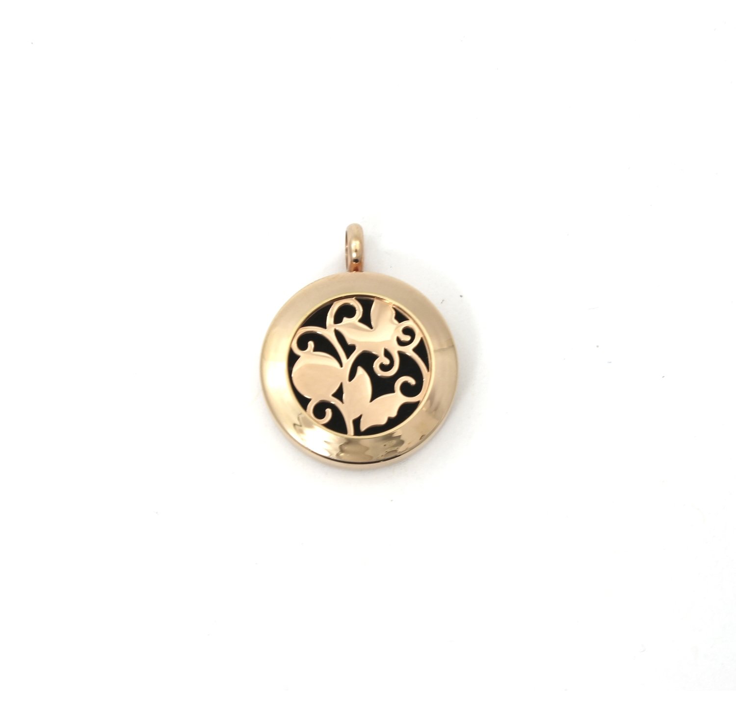 Butterflies Twist Locket Necklace in Rose Gold over Stainless Steel- *Interchangeable*