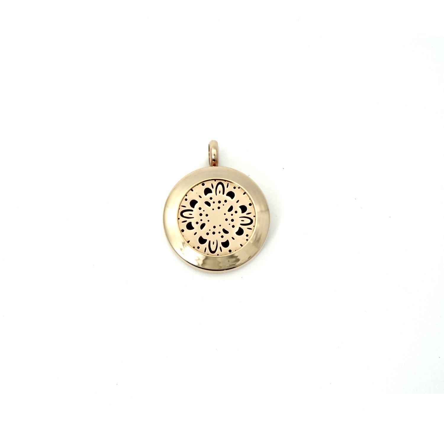 Starburst Mandala Twist Locket Necklace in Rose Gold over Stainless Steel- *Interchangeable*