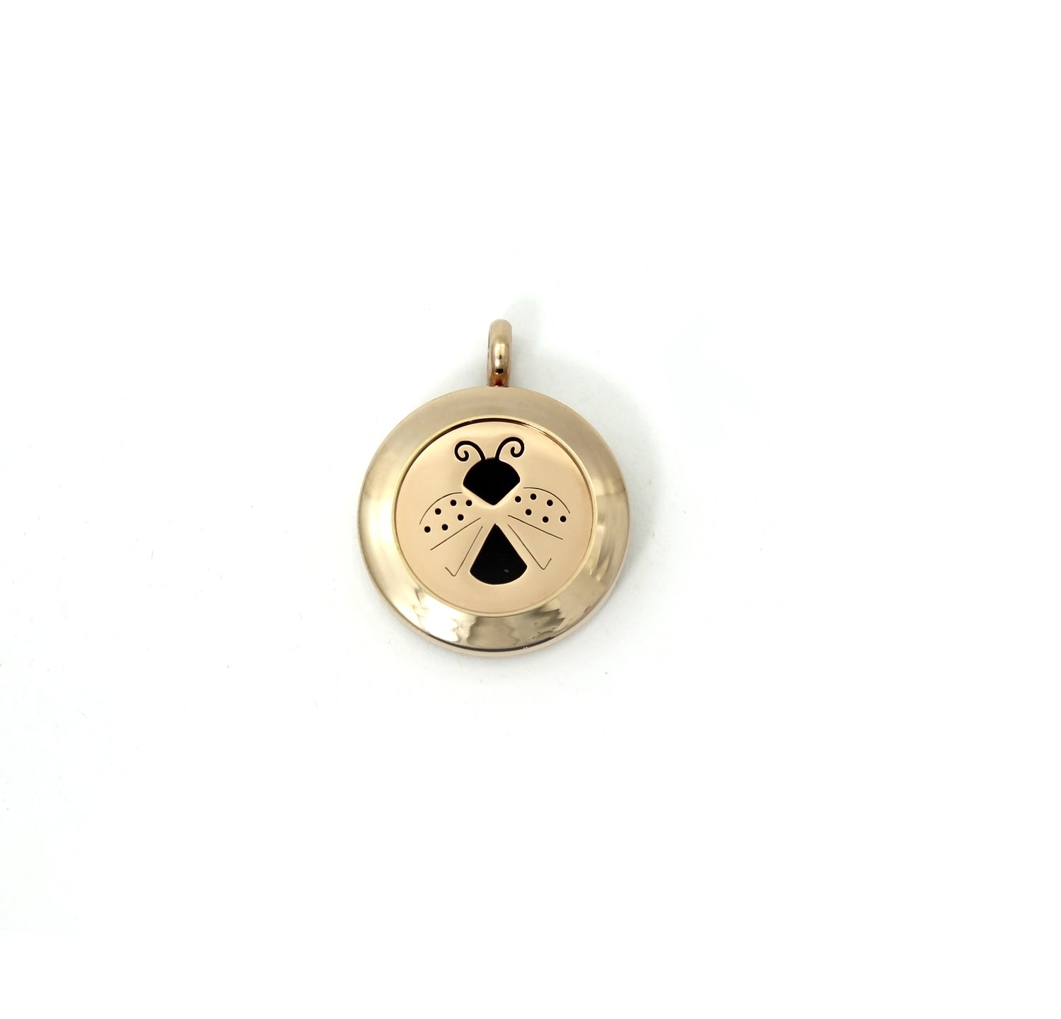 Lady Bug Twist Locket Necklace in Rose Gold over Stainless Steel- *Interchangeable*