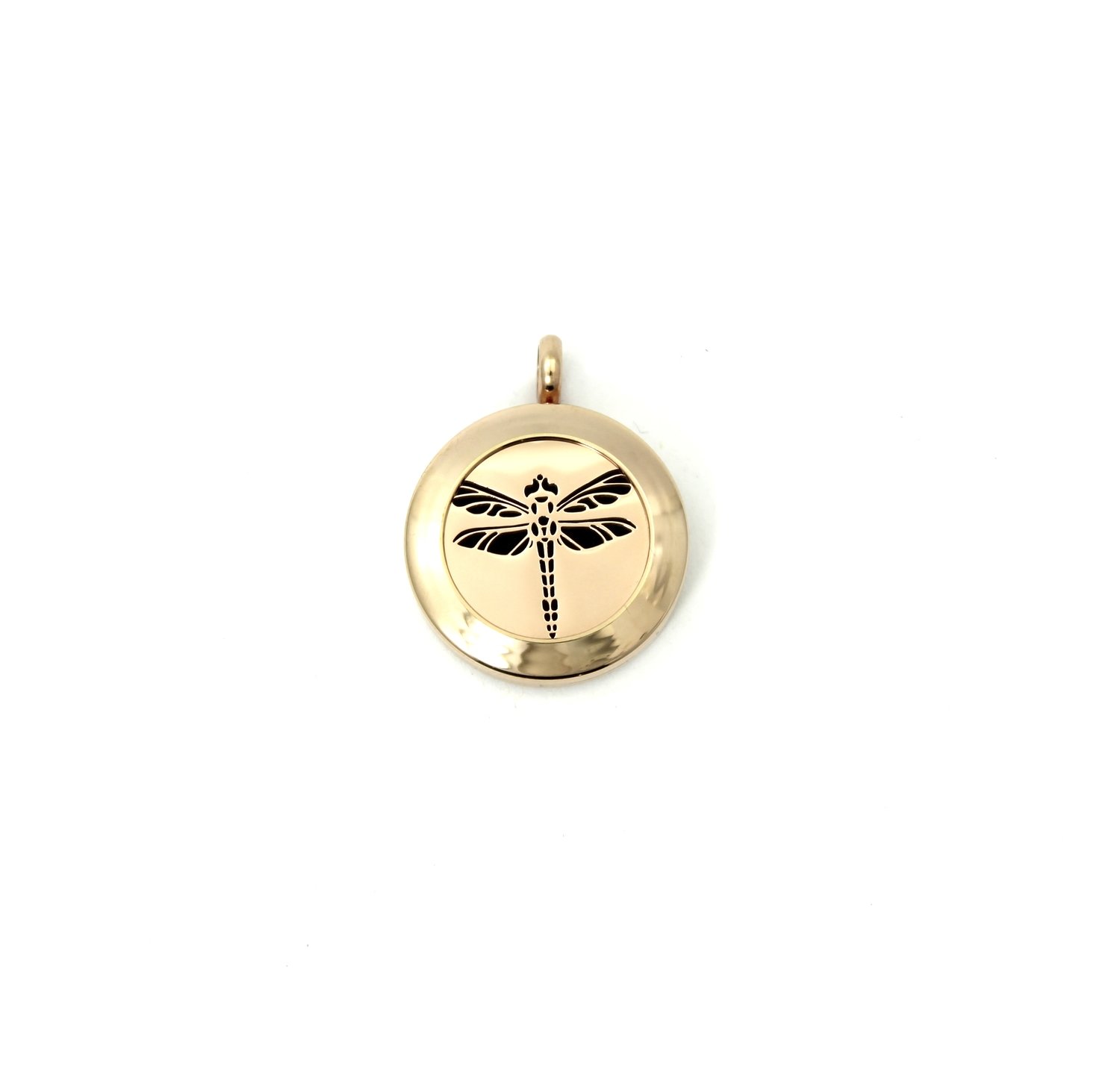Dragonfly Twist Locket Necklace in Rose Gold over Stainless Steel- *Interchangeable*