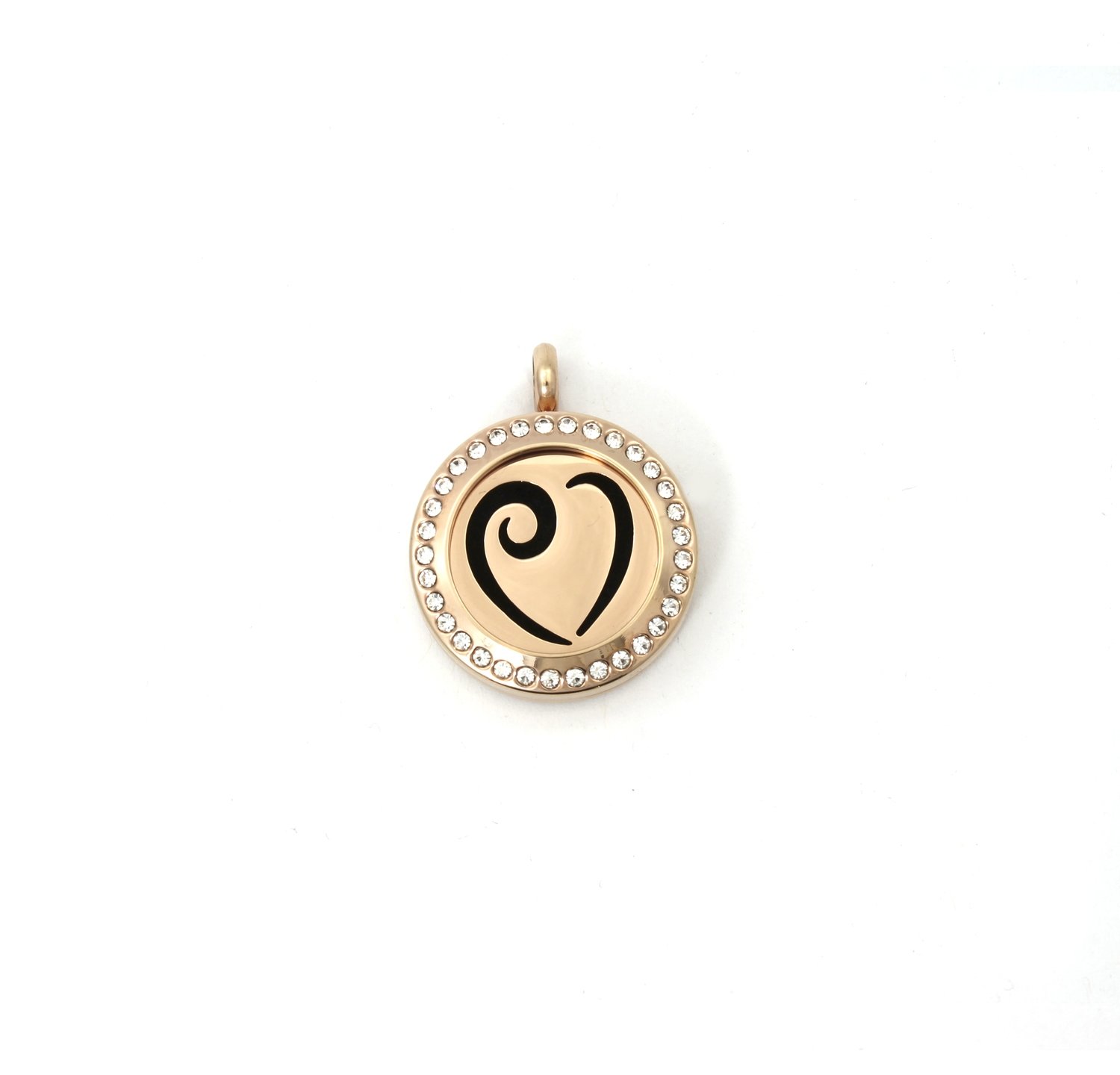 Heart Twist Locket Necklace in Rose Gold over Stainless Steel - *Interchangeable*