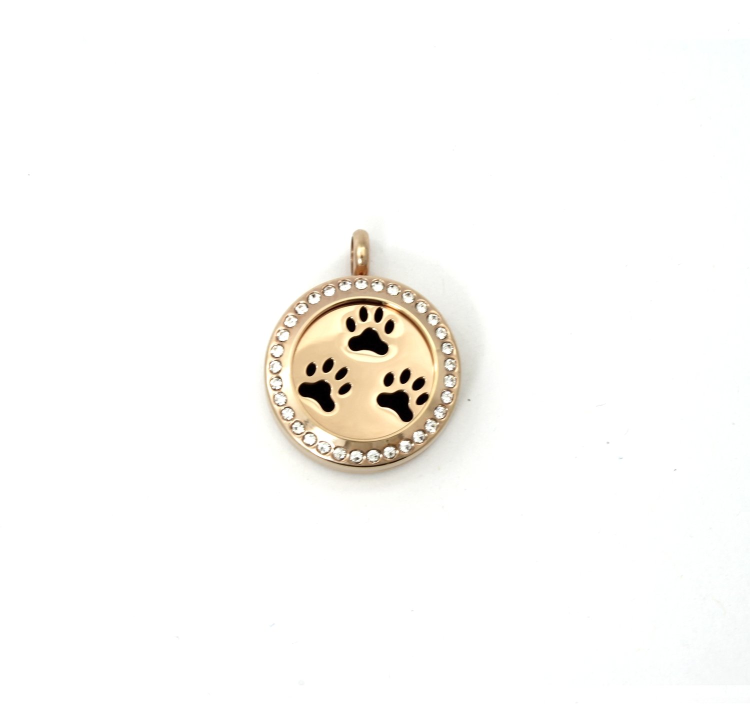 Round Paws Twist Locket Necklace w/Crystals and SS Chain - *Interchangeable*