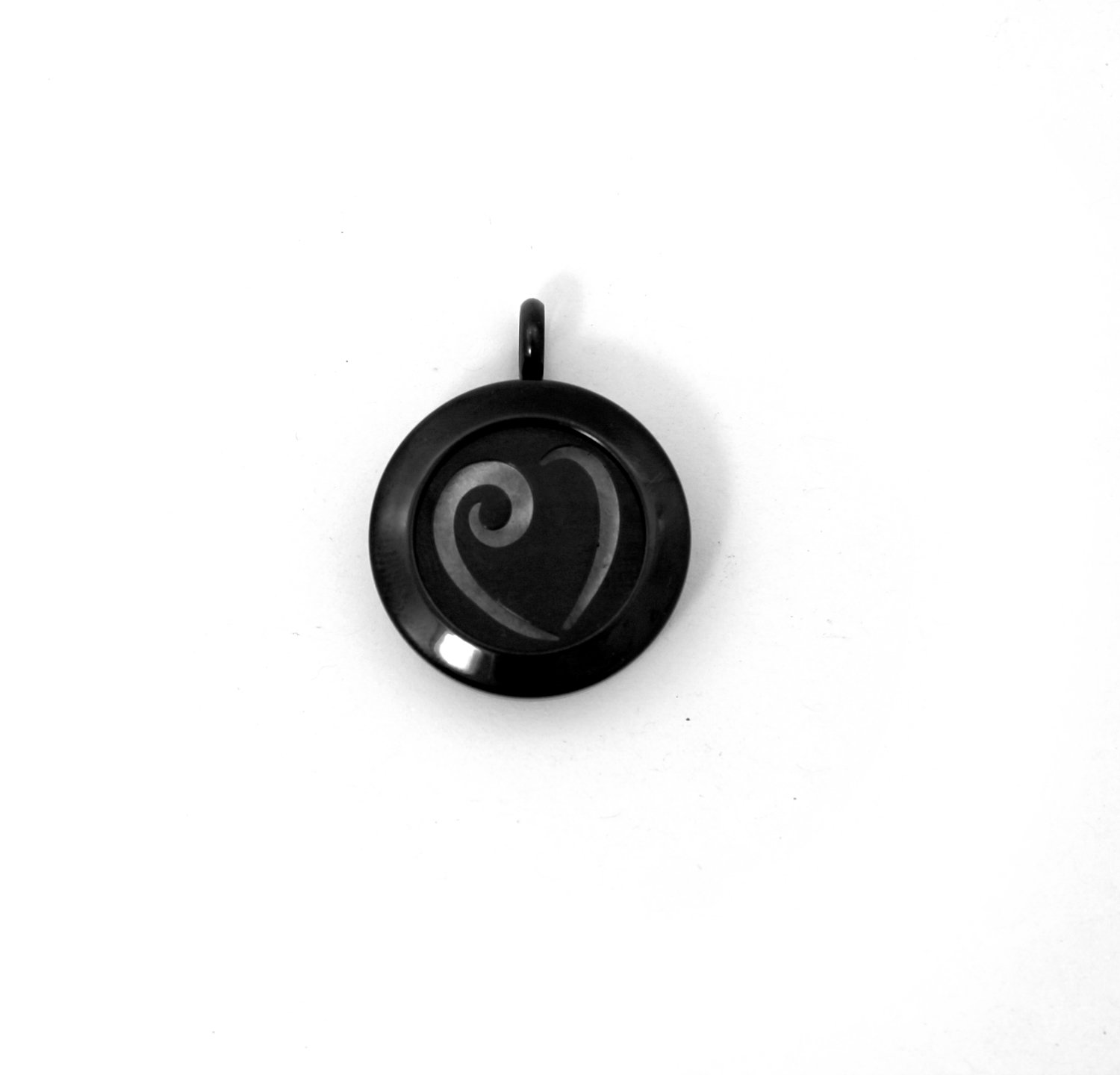 Heart Twist Locket Necklace in Black over Stainless Steel- *Interchangeable*