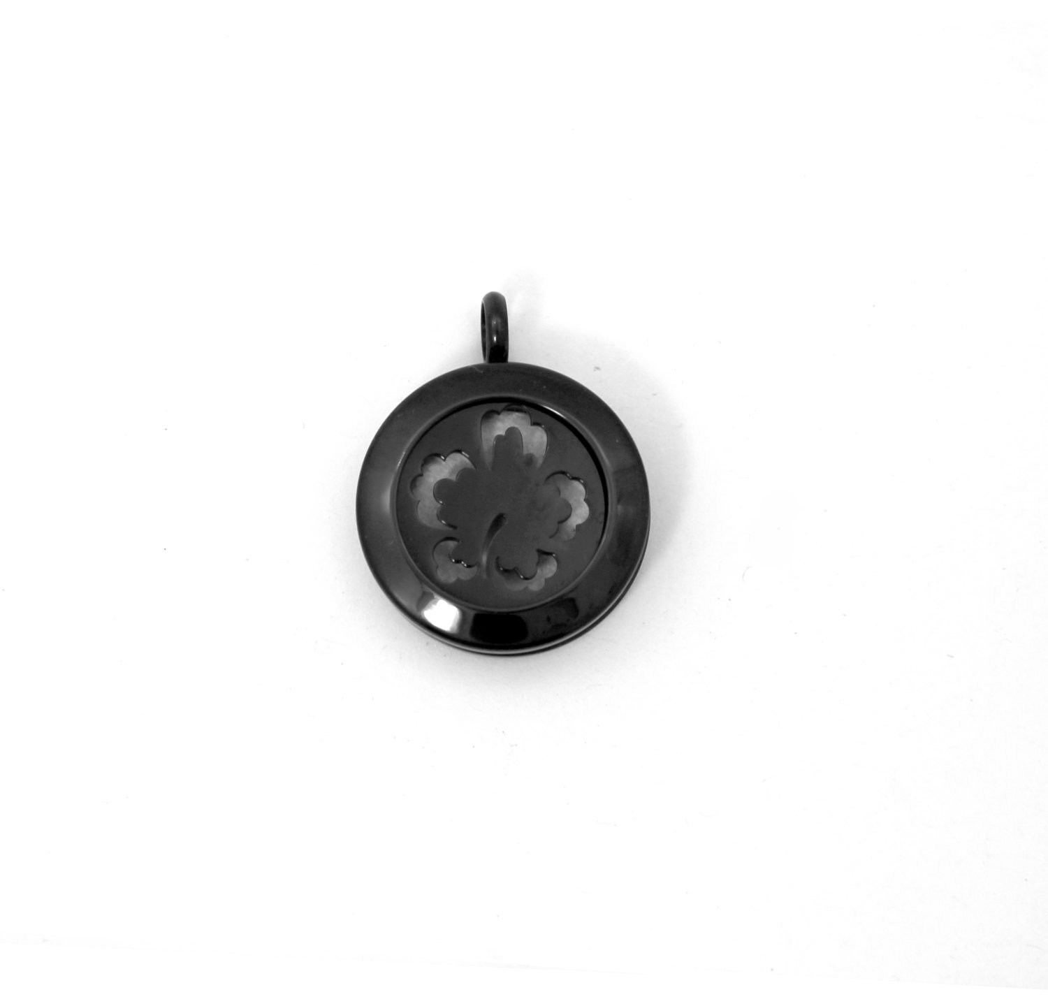 Hibiscus Twist Locket Necklace in Black over Stainless Steel- *Interchangeable*