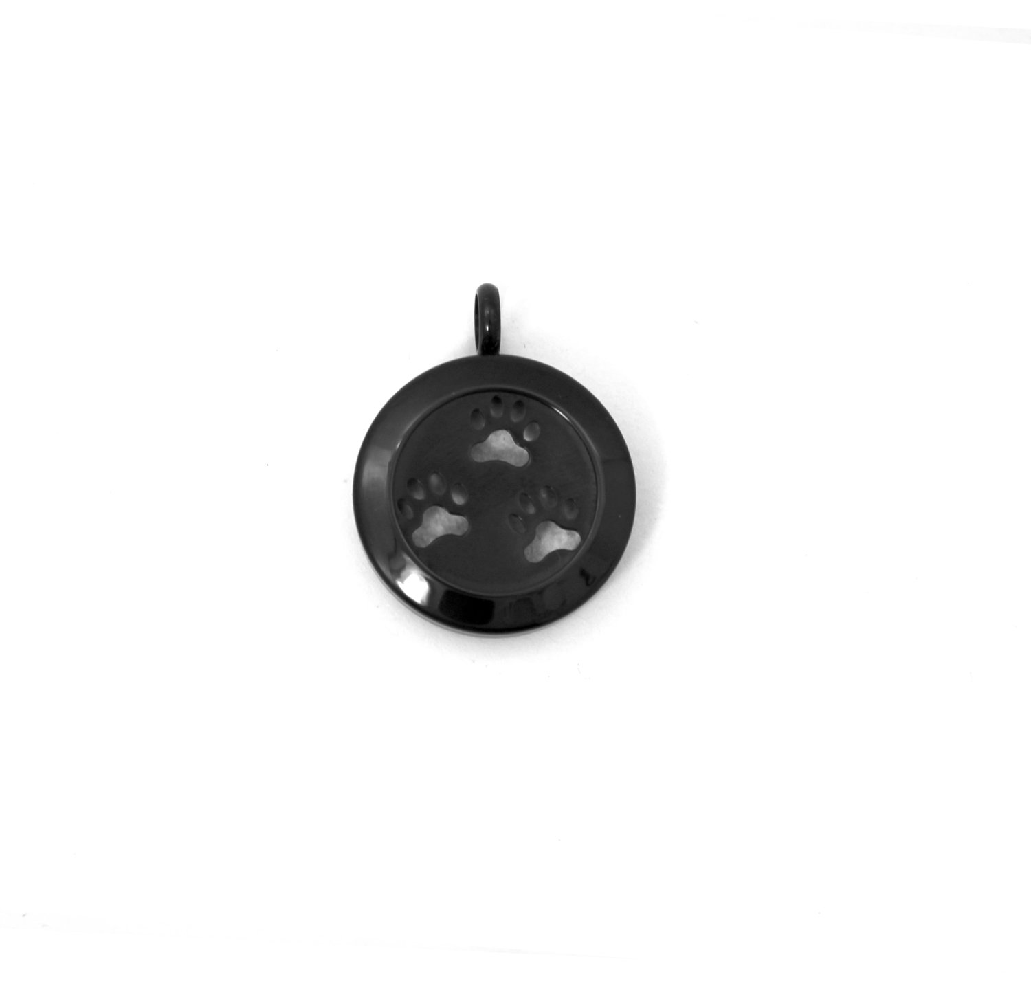 Pet Paws Twist Locket Necklace in Black over Stainless Steel- *Interchangeable*