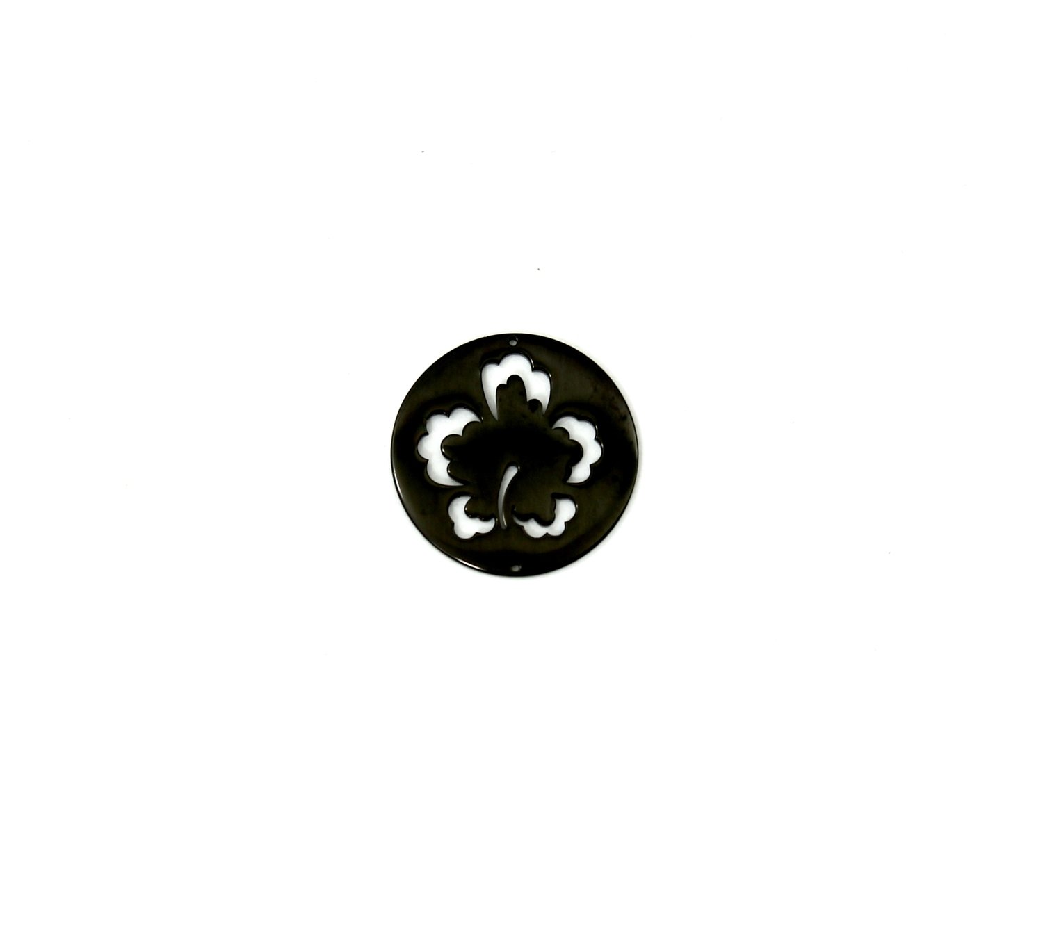 Hibiscus Design 25 mm Interchangeable Face Plate for Pendants and Bracelets in Black