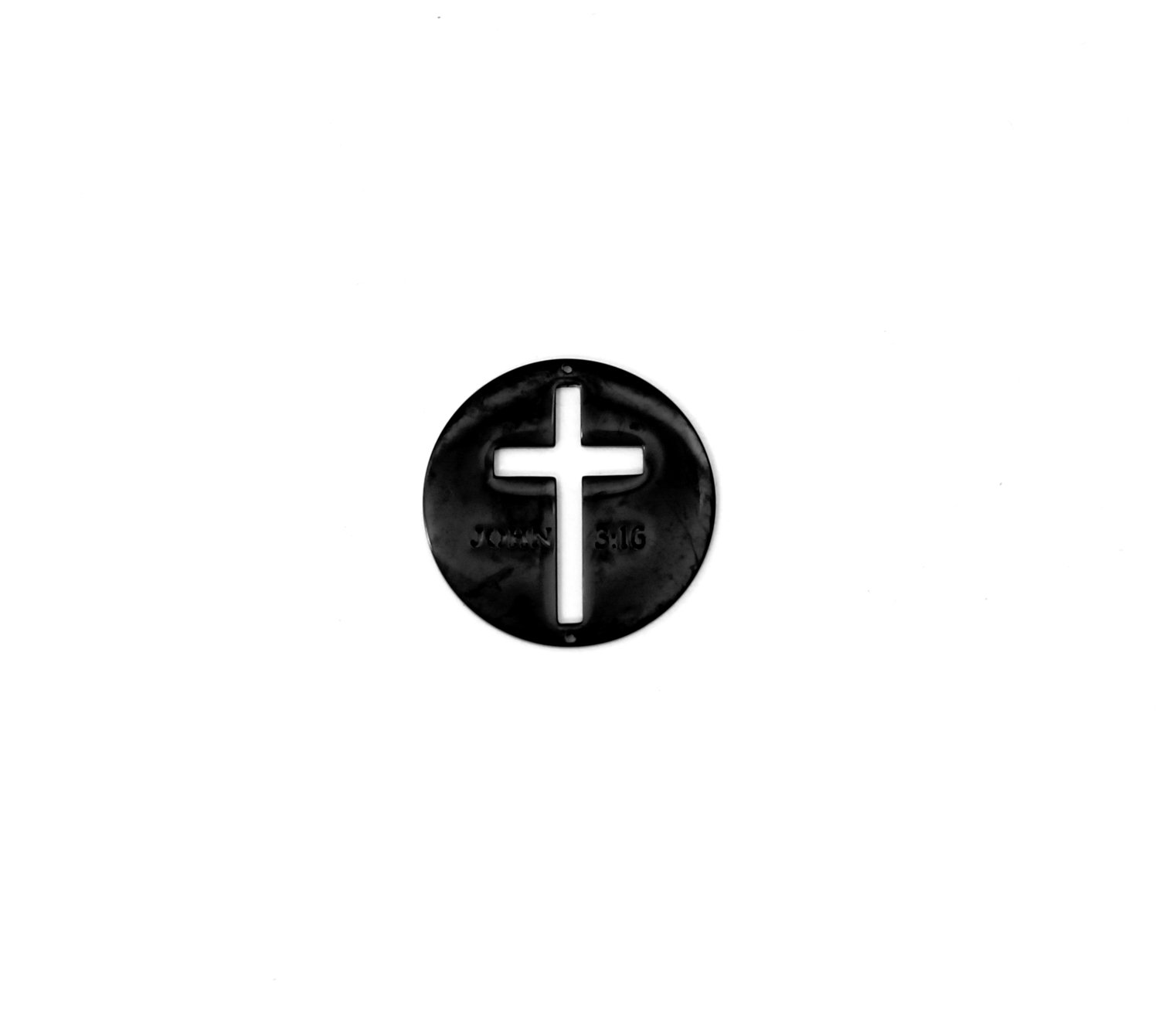 Cross John 3:16 Design 25 mm Interchangeable Face Plate for Pendants and Bracelets in Black