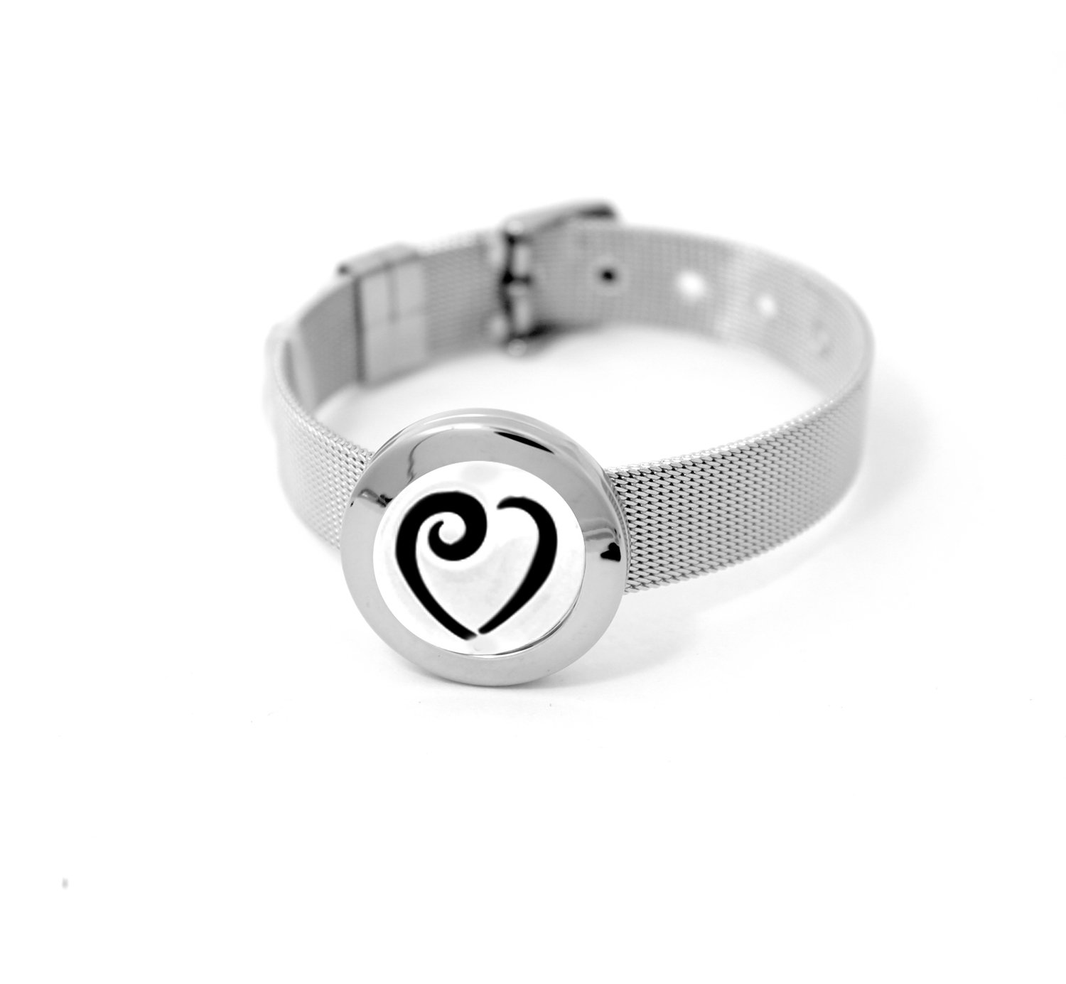 Heart Locket Bracelet w/Stainless Steel Band - Interchangeable