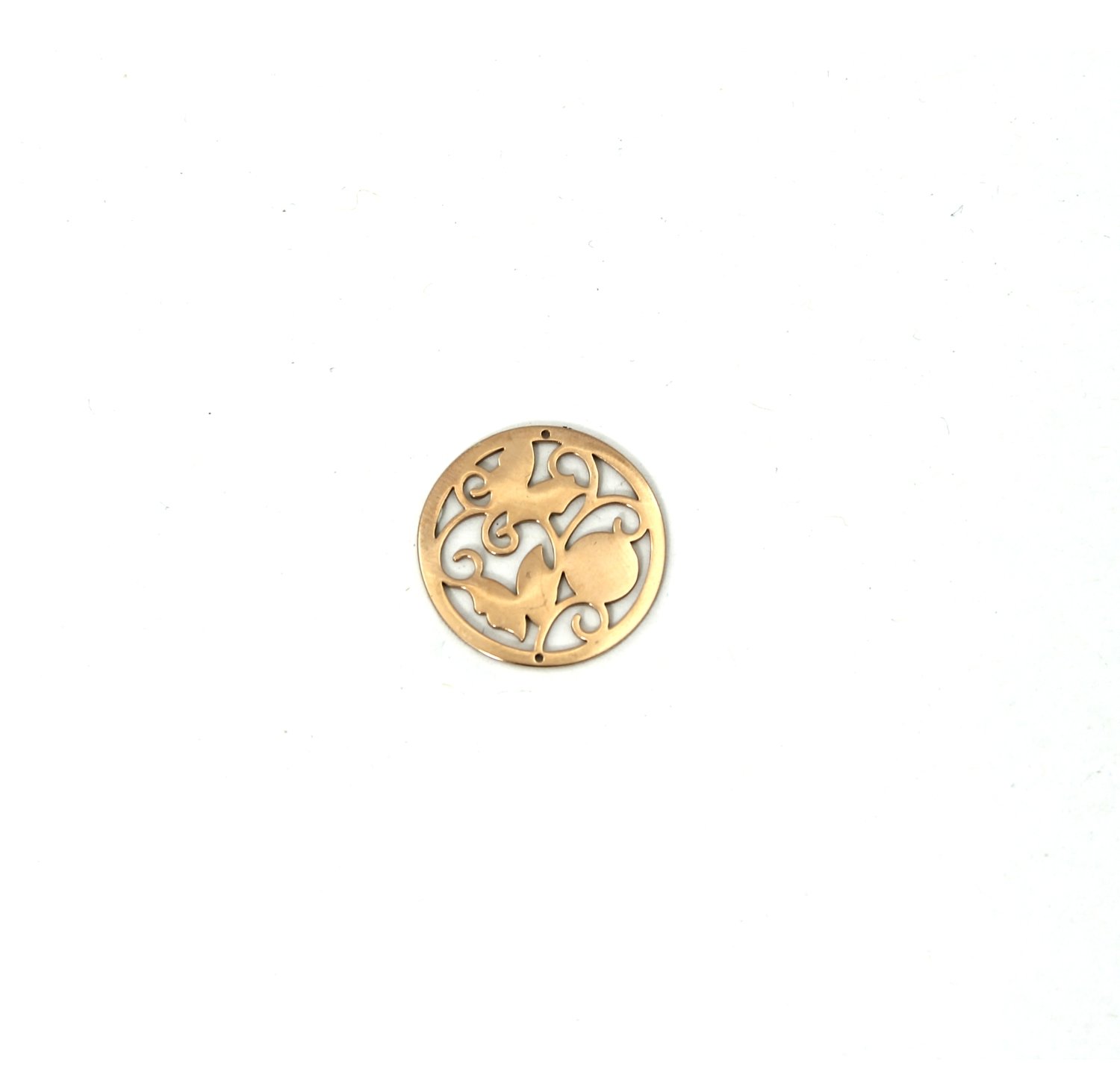 Butterflies Design 25 mm Interchangeable Face Plate for Pendants and Bracelets in Rose Gold