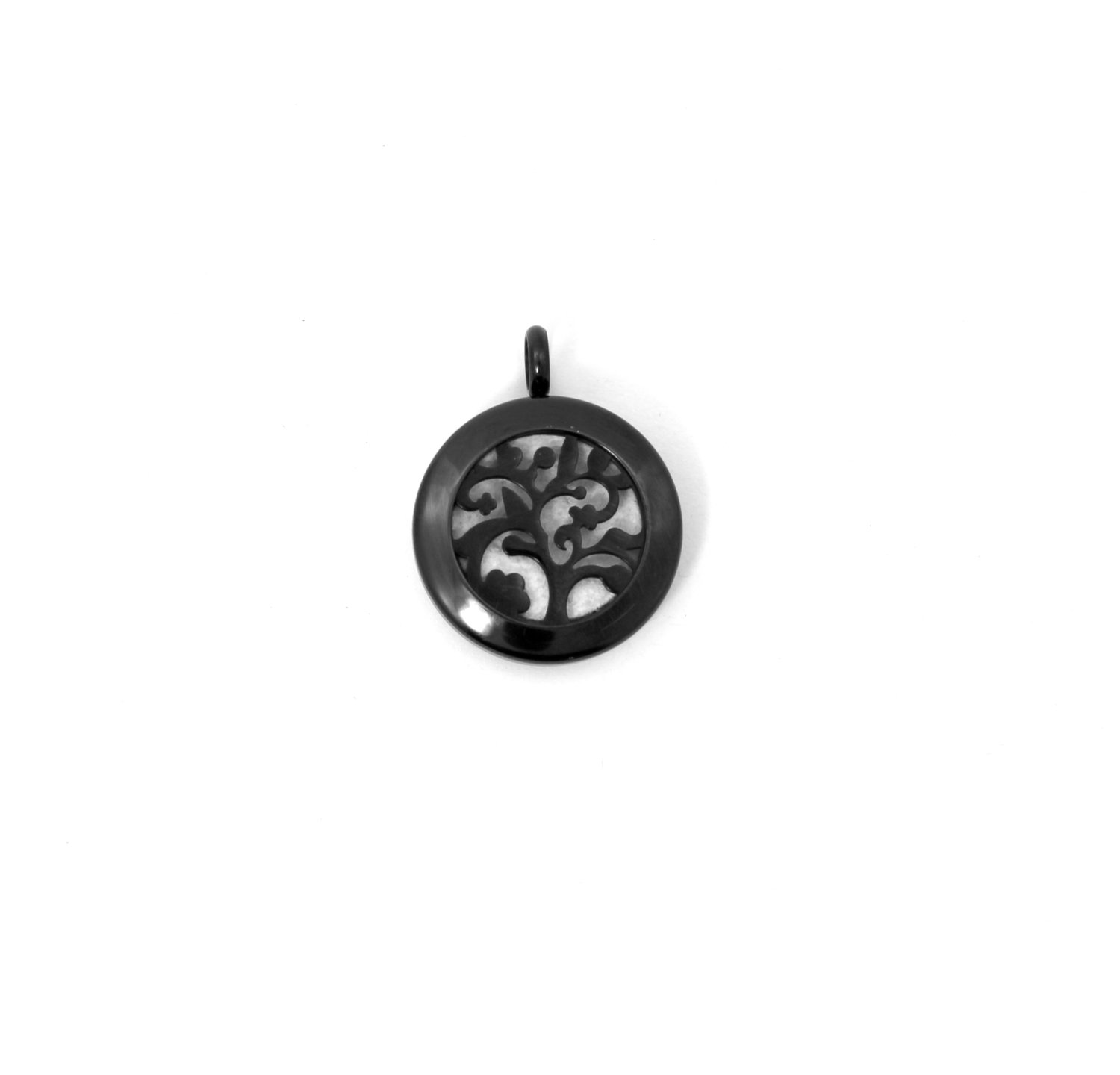 Gnarly Tree Twist Locket Necklace in Black over Stainless Steel- *Interchangeable*