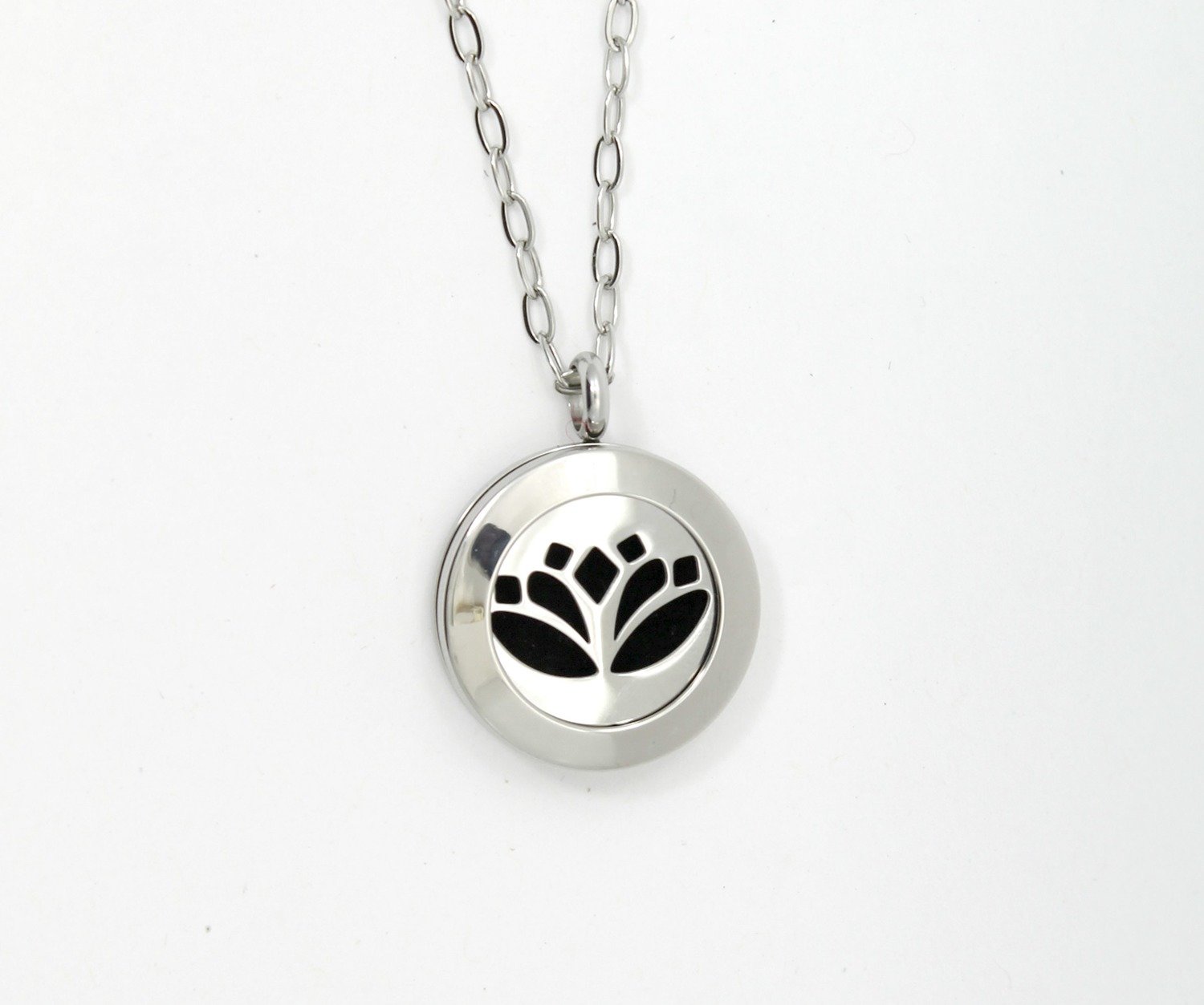 Lotus Twist Locket Necklace in Stainless Steel - *Interchangeable*
