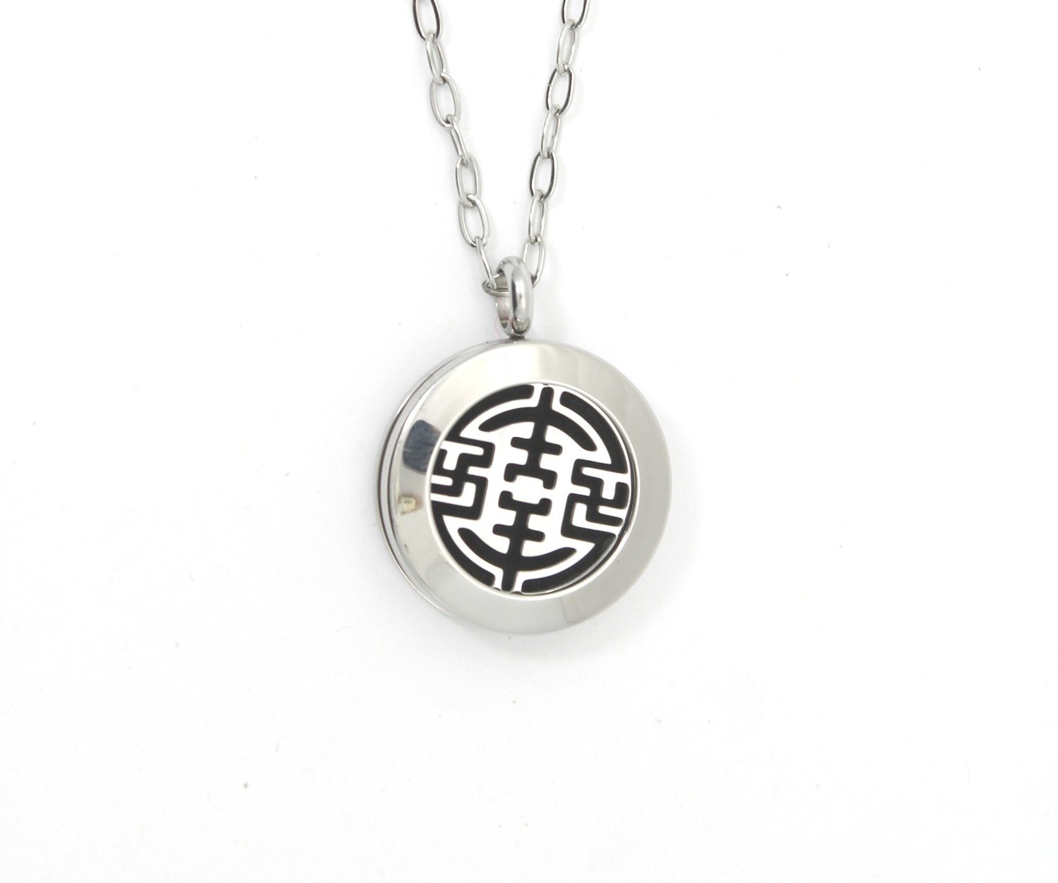 Geometric Maze Twist Locket Necklace in Stainless Steel - *Interchangeable*