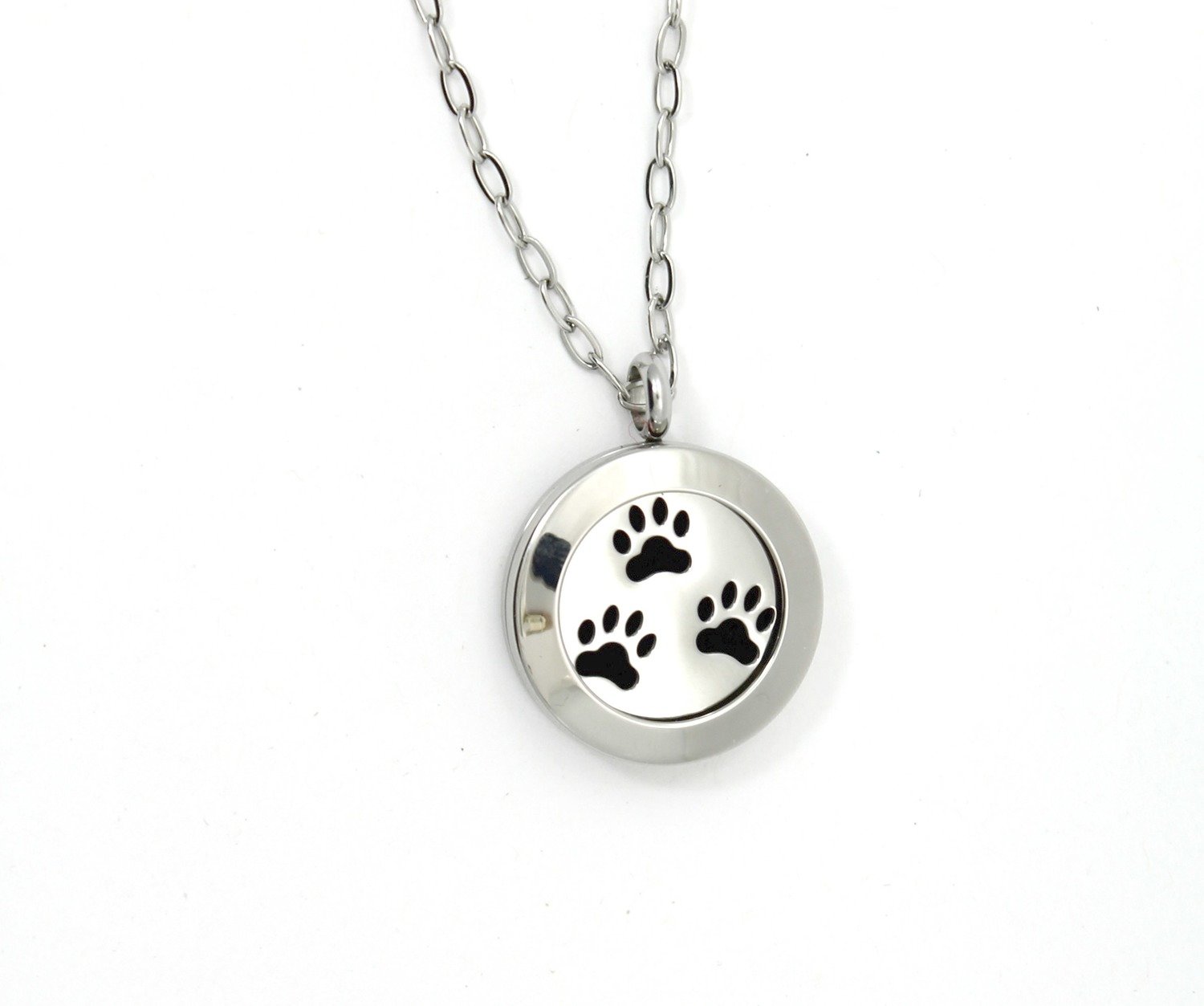 Round Paws Twist Locket Necklace w/Stainless Steel Chain - *Interchangeable*