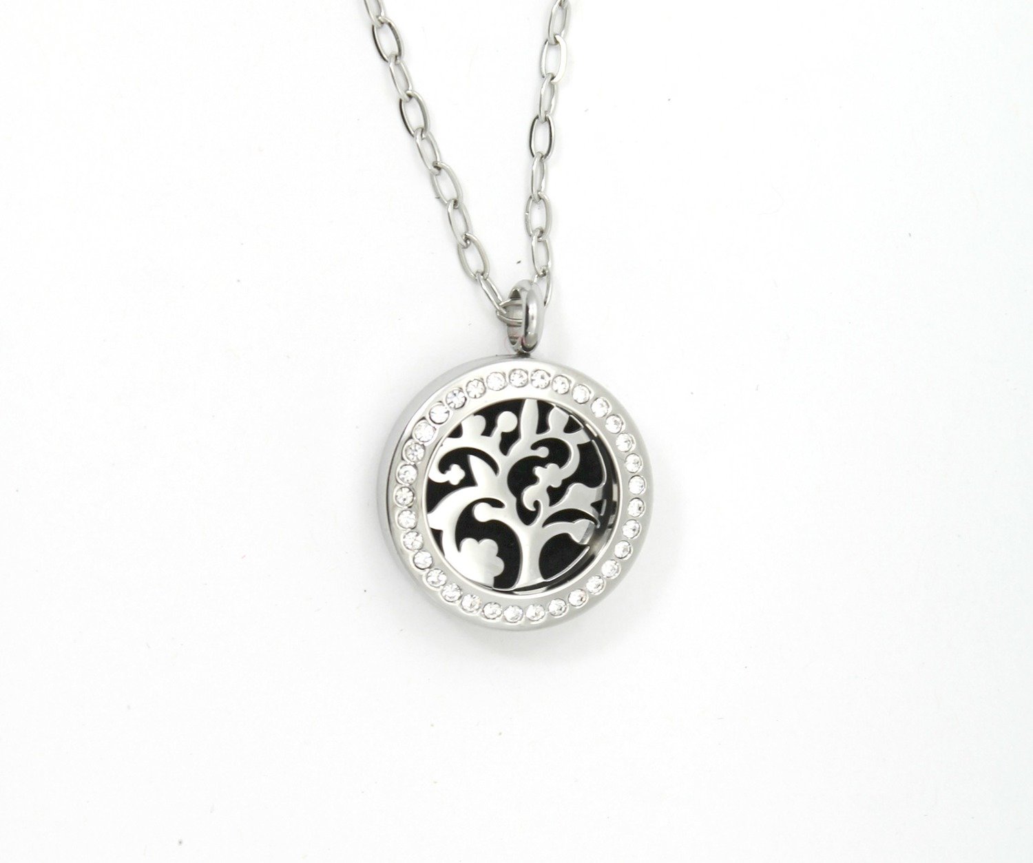 Gnarly Tree Twist Locket Necklace w/Crystals in Stainless Steel- *Interchangeable*