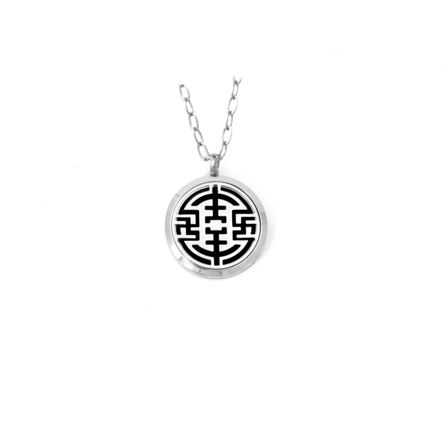 Diffusing Magnetic Geometric Maze Pendant - includes Two Leather Inserts