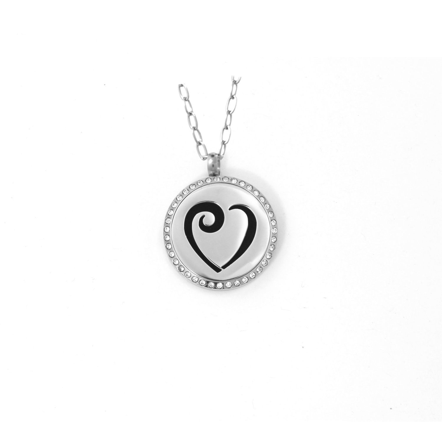 Diffusing Magnetic Heart Pendant with Crystals - includes Two Leather Inserts