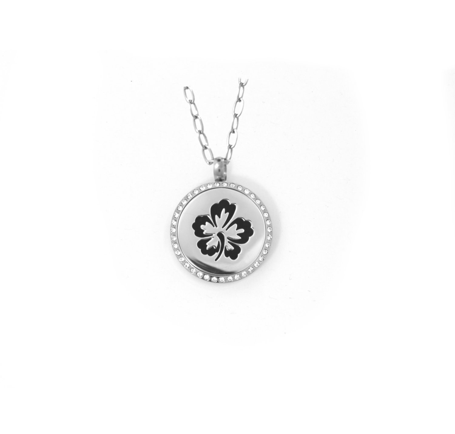 Diffusing Magnetic Hibiscus Pendant with Crystals - includes Two Leather Inserts