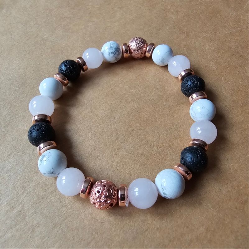 Rosa Kristal weißer Kiefer Kugelarmband