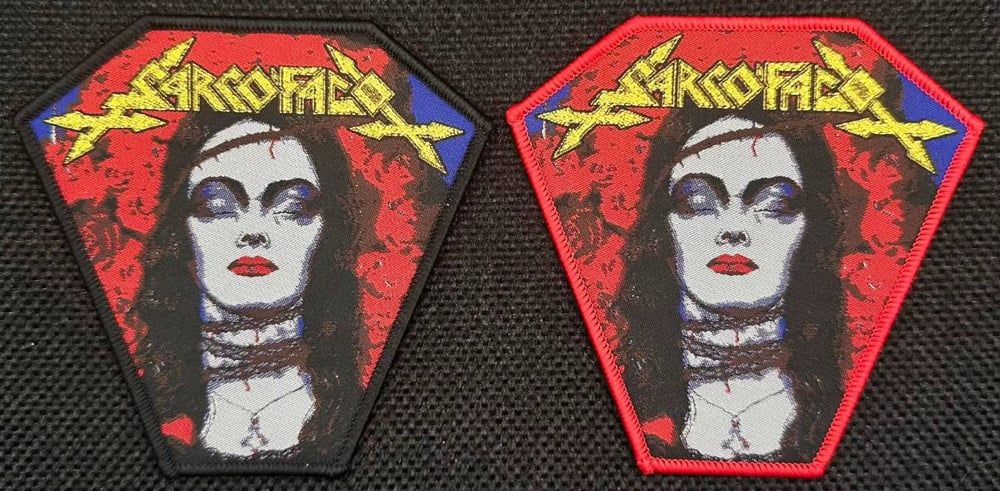 Sarcofago - The Laws of Scourge Metallic Gold Logo Woven Patch