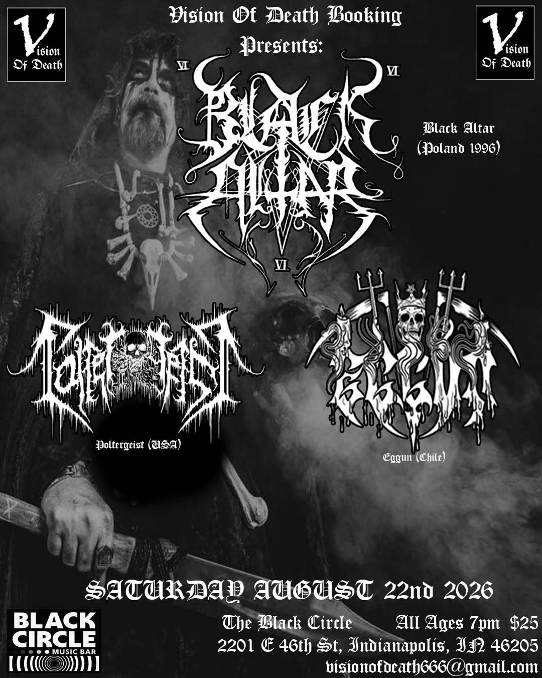 Black Altar -  Indianapolis Indiana (Black Circle) 8/22/26