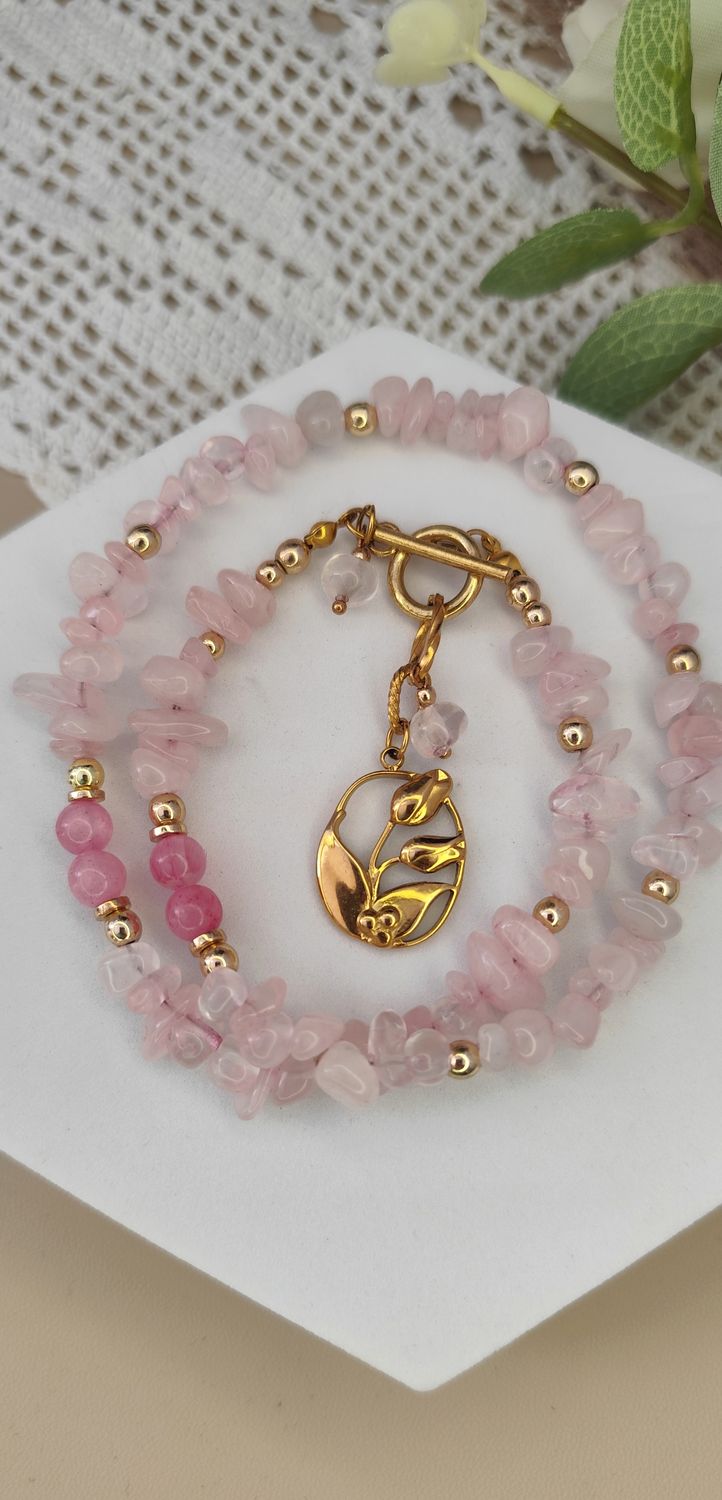 Kwarc Różowy z tulipanem