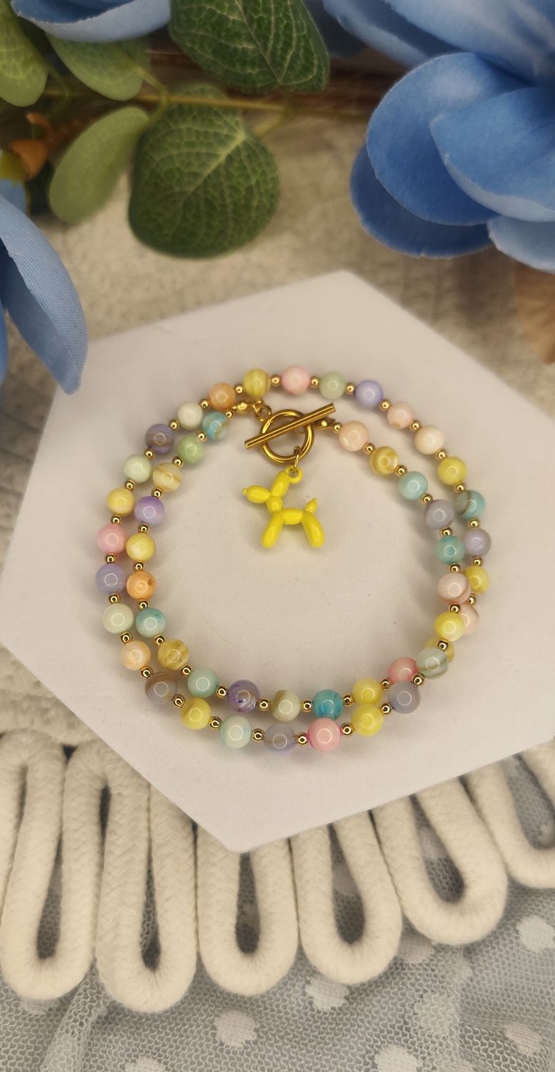 Kolorowe koraliki z masy perłowej - żółty balonik