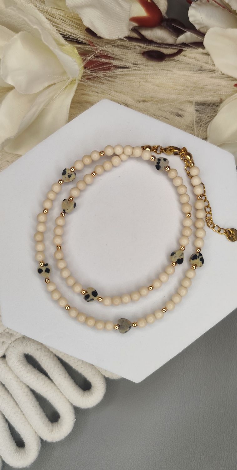 Kamień rzeczny i serce z jaspisu dalmatyńskiego