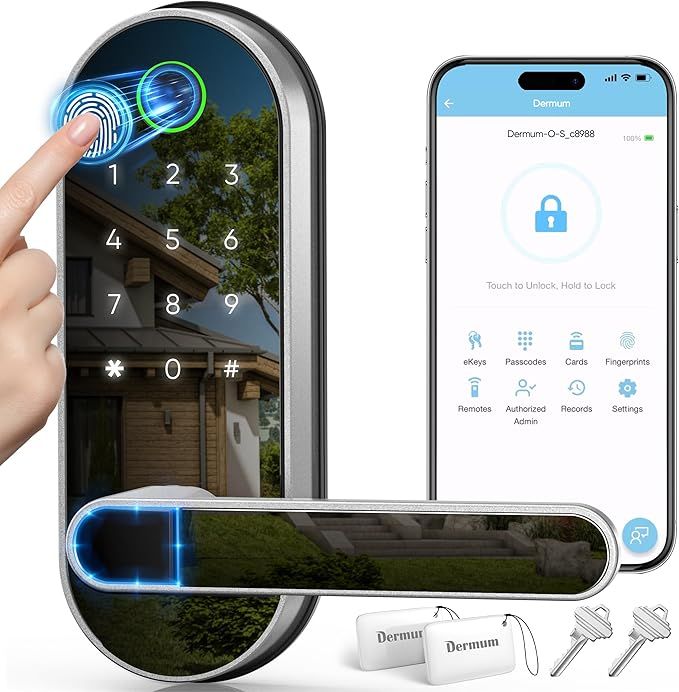 Keyless Entry Fingerprint Digital Smart Lock with Handle &amp; Keypad