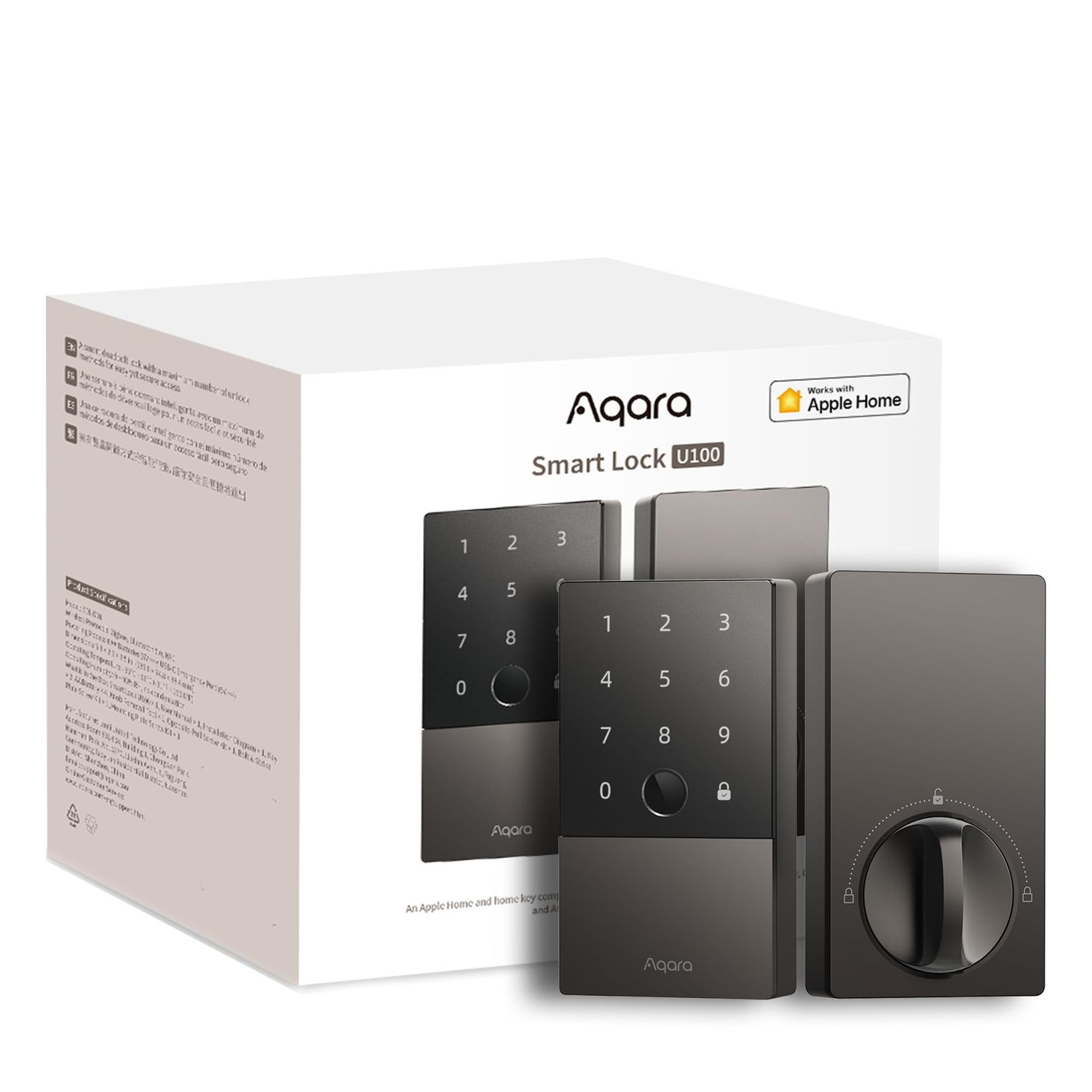 Aqara Smart Lock U, Fingerprint Keyless Entry Door with Apple Home Key, Touchscreen Keypad, Bluetooth Electronic Deadbolt