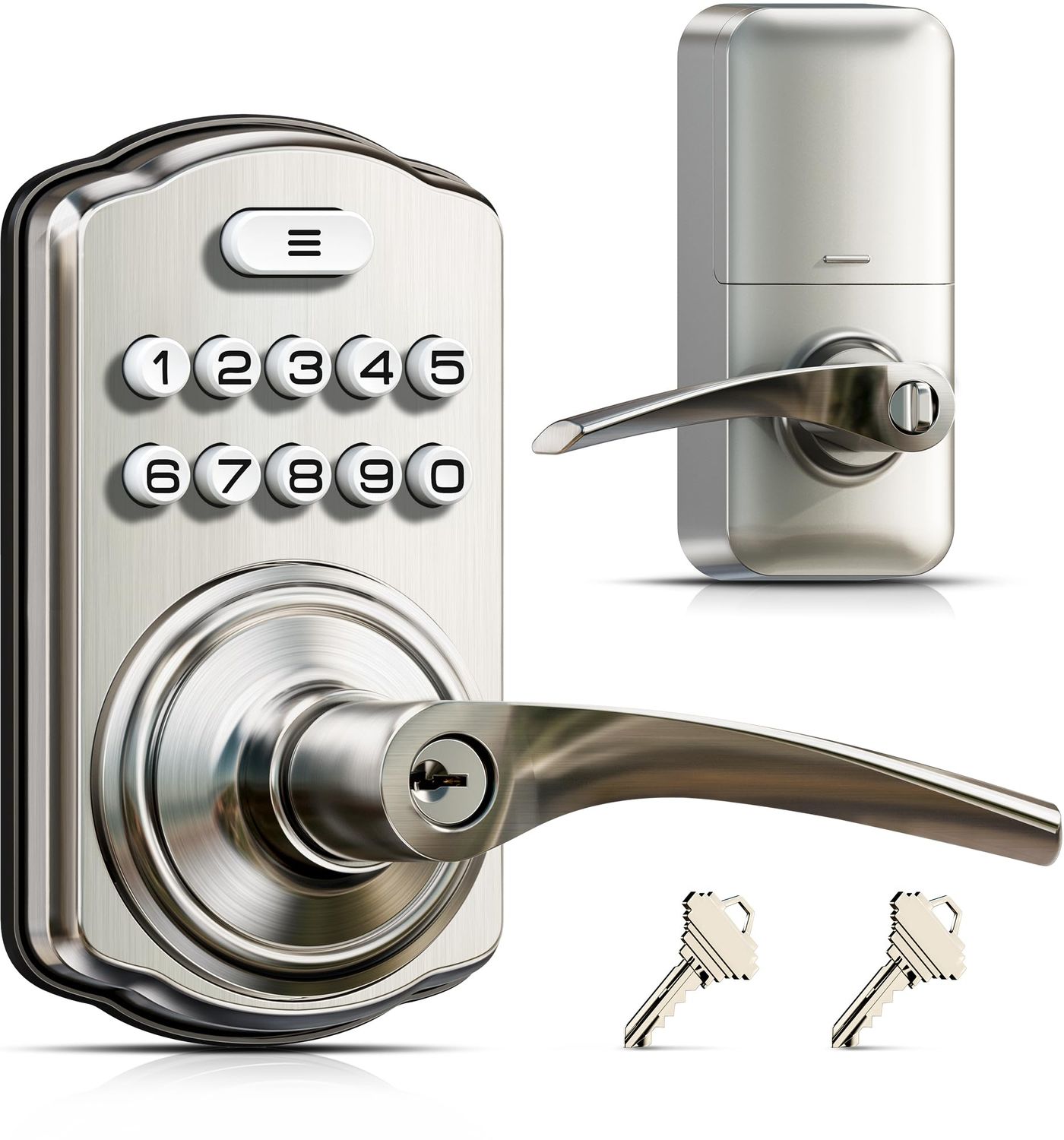 Veise Keypad Door Lock with Handle, Keyless Entry for Front &amp; Bedroom, Electronic with Code, Auto-Locking