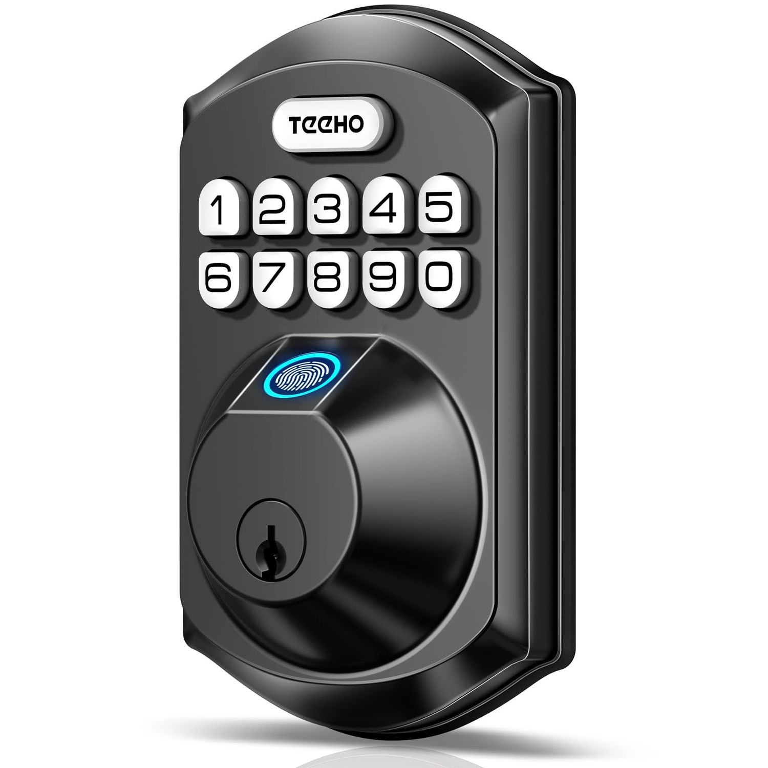 TEEHO TE Fingerprint Door Lock - Keyless Entry Electronic Keypad Deadbolt with 2 Backup Keys Auto Easy Installation Smart Locks for F
