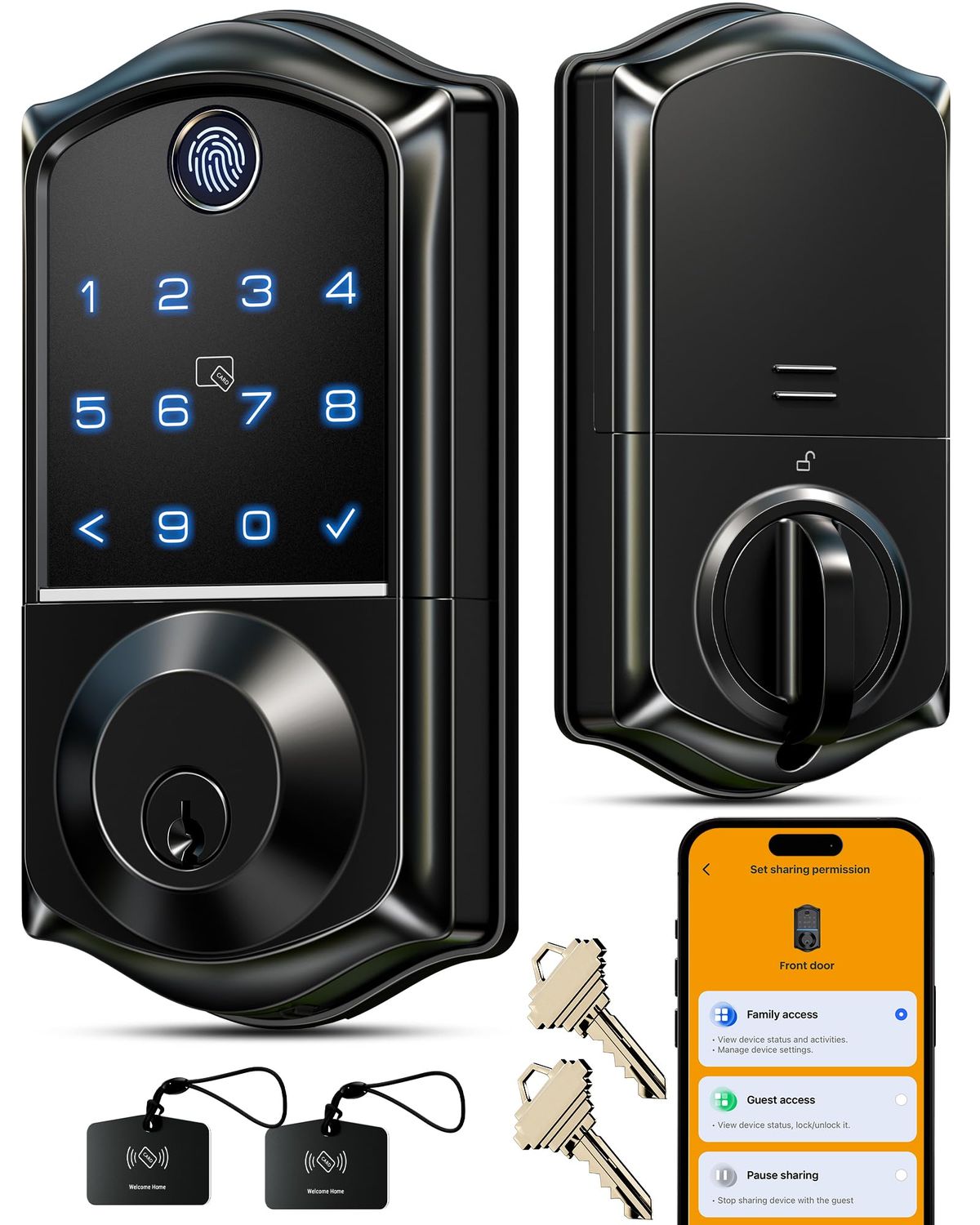 Veise VE Fingerprint Smart Door Lock, App Control, 8-in-1 Keyless Entry, Auto Lock