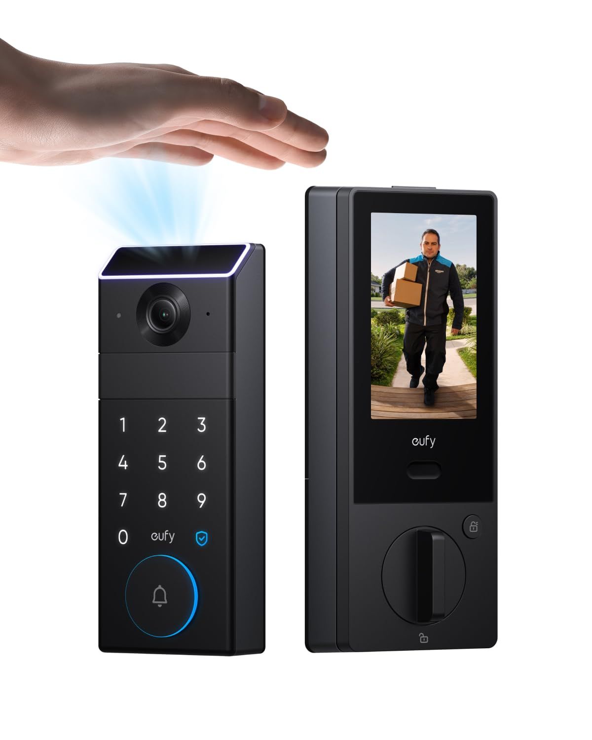 eufy FamiLock S3 Max Smart Lock with Palm Vein Recognition - Keyless Entry Door for Front Door, 3-in-1 Wi-Fi Keypad Deadbolt+ 2K HDR Camera+ D