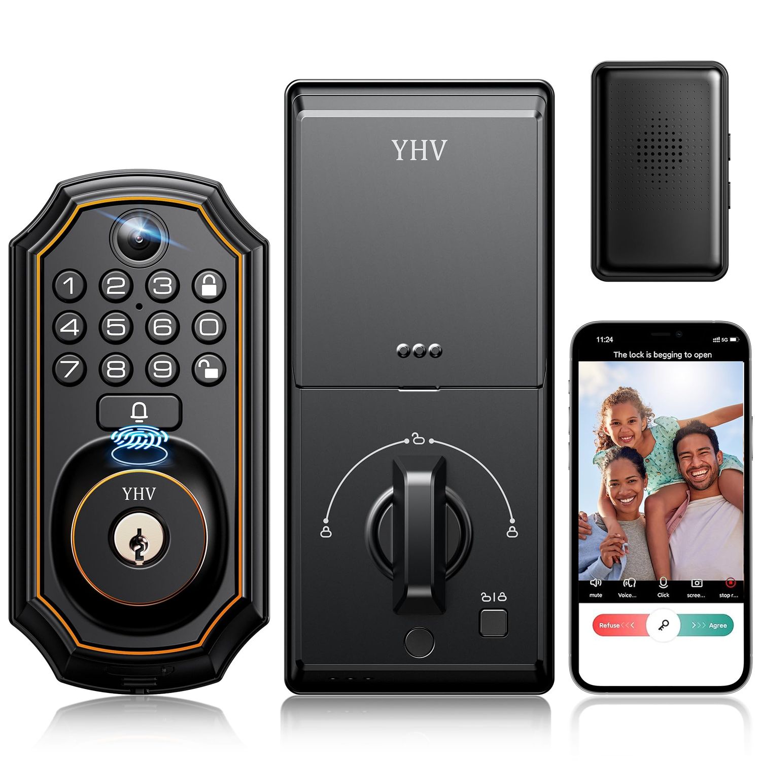 Keyless Entry Door Lock with Camera Electronic Smart Fingerprint Keypad Deadbolt with Code, App Remote Control, Auto Unlock, Wi-Fi Connected