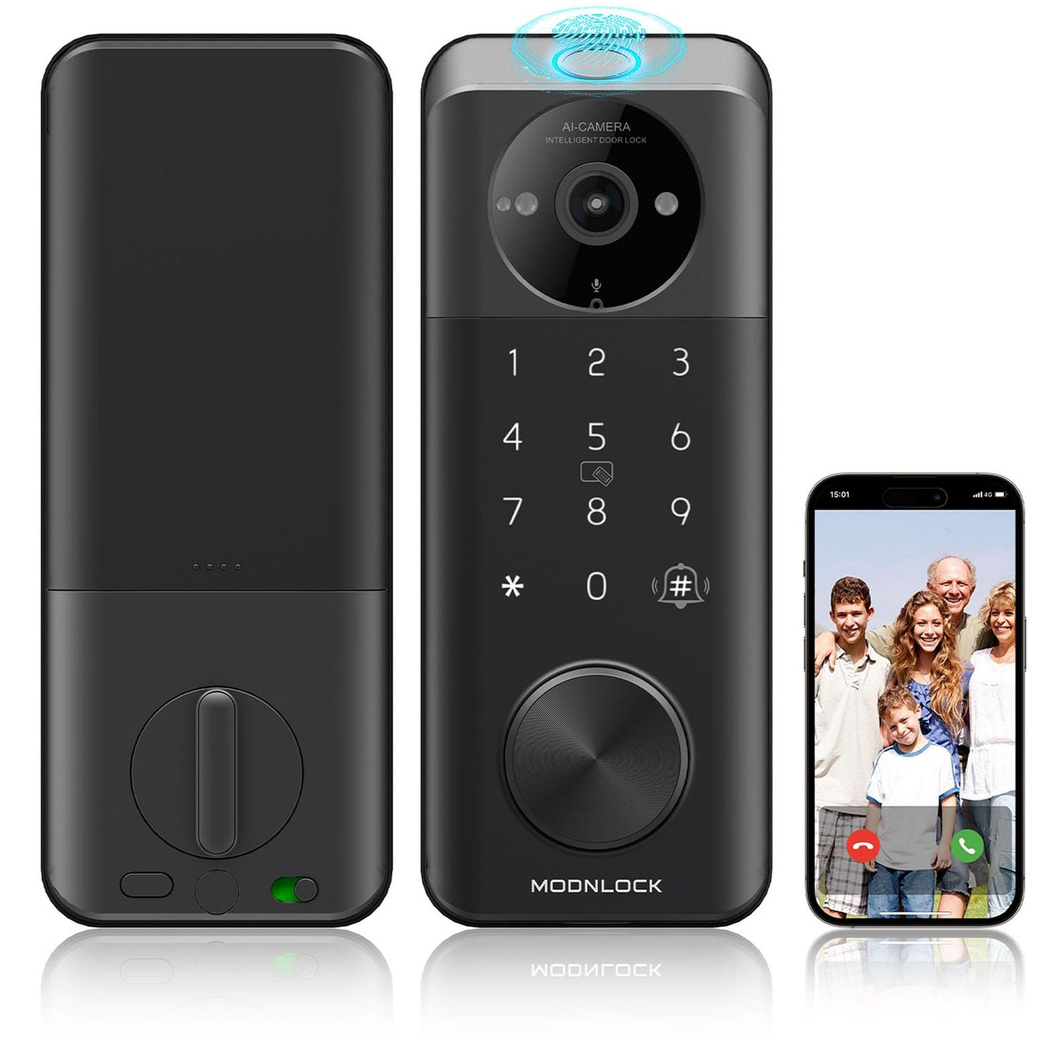 Video Smart Lock with Camera: 6-in-1 Ring+2K Camera+Fingerprint Keyless Entry Door Lock, Built-in WiFi Deadbolt(only 2.4G), Two-Way Audio/App Remot
