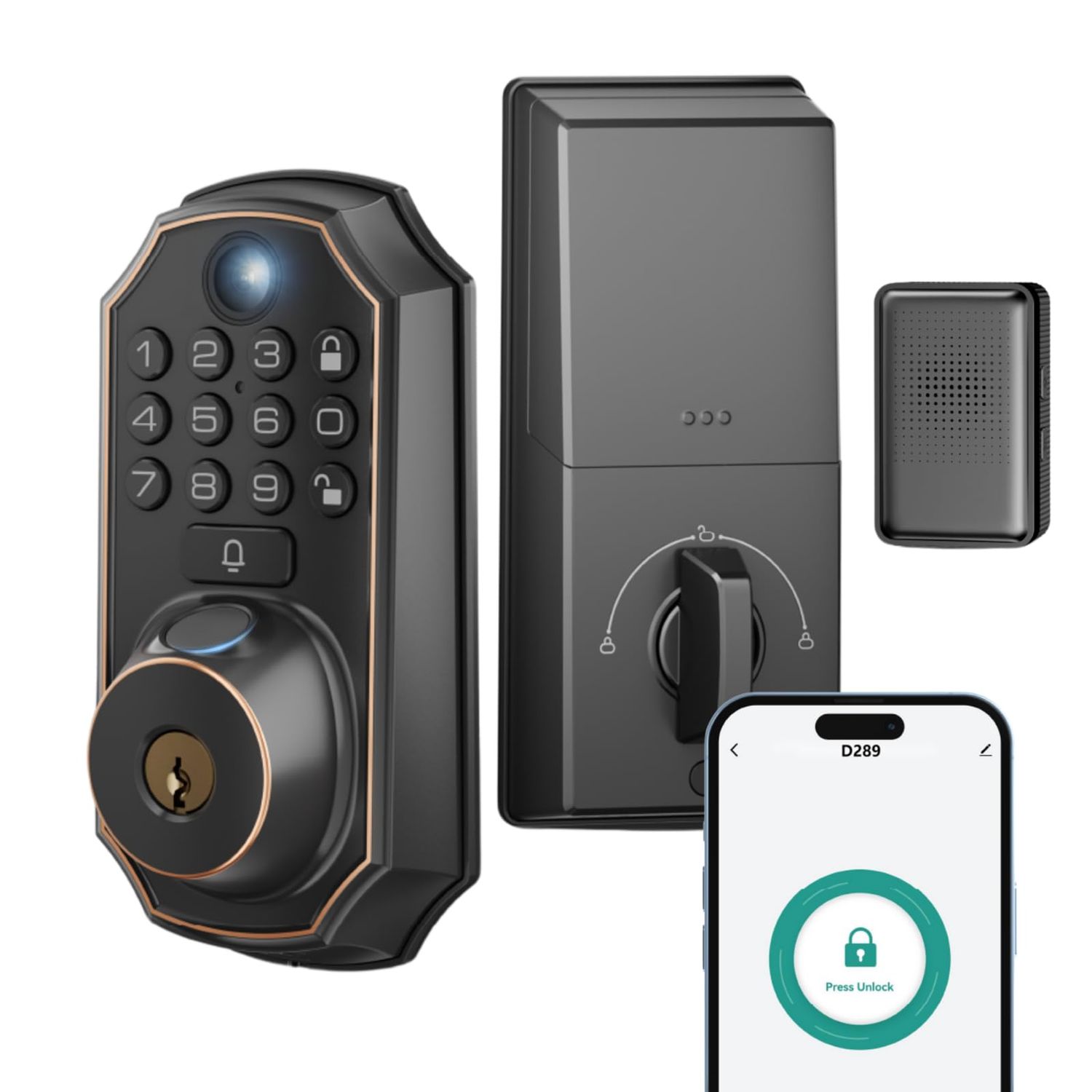 Keyless Entry Door Lock with Camera Fingerprint Keypad Deadbolt for Front Smart App Control Voice